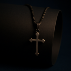 Matte Black Faith Cross Pendant – Minimalist Chain