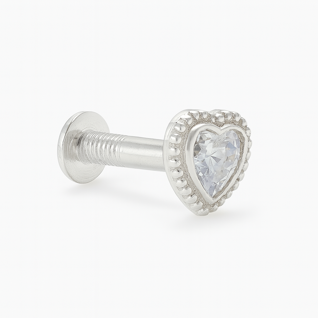 HeartGlow™ Silver Crystal Nose Stud