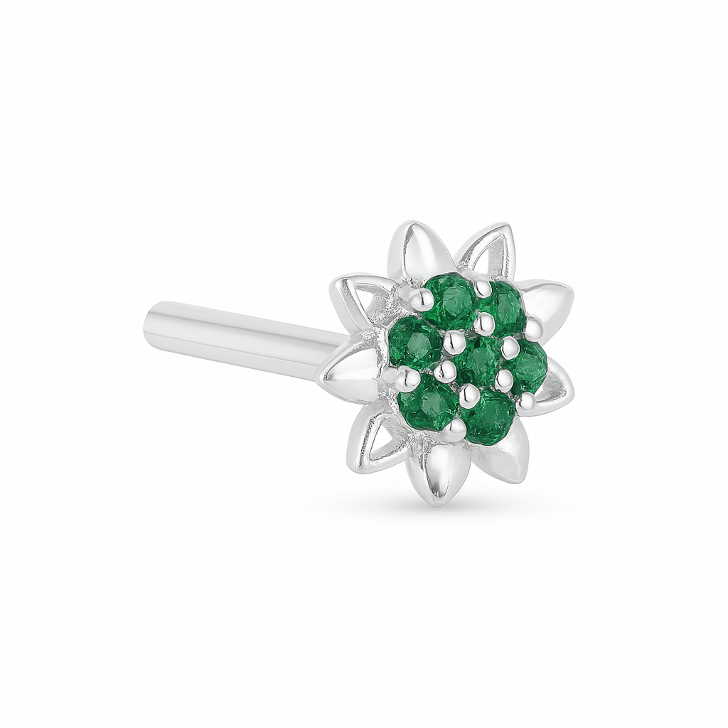 Ruby Blossom Silver Screw Nose Stud