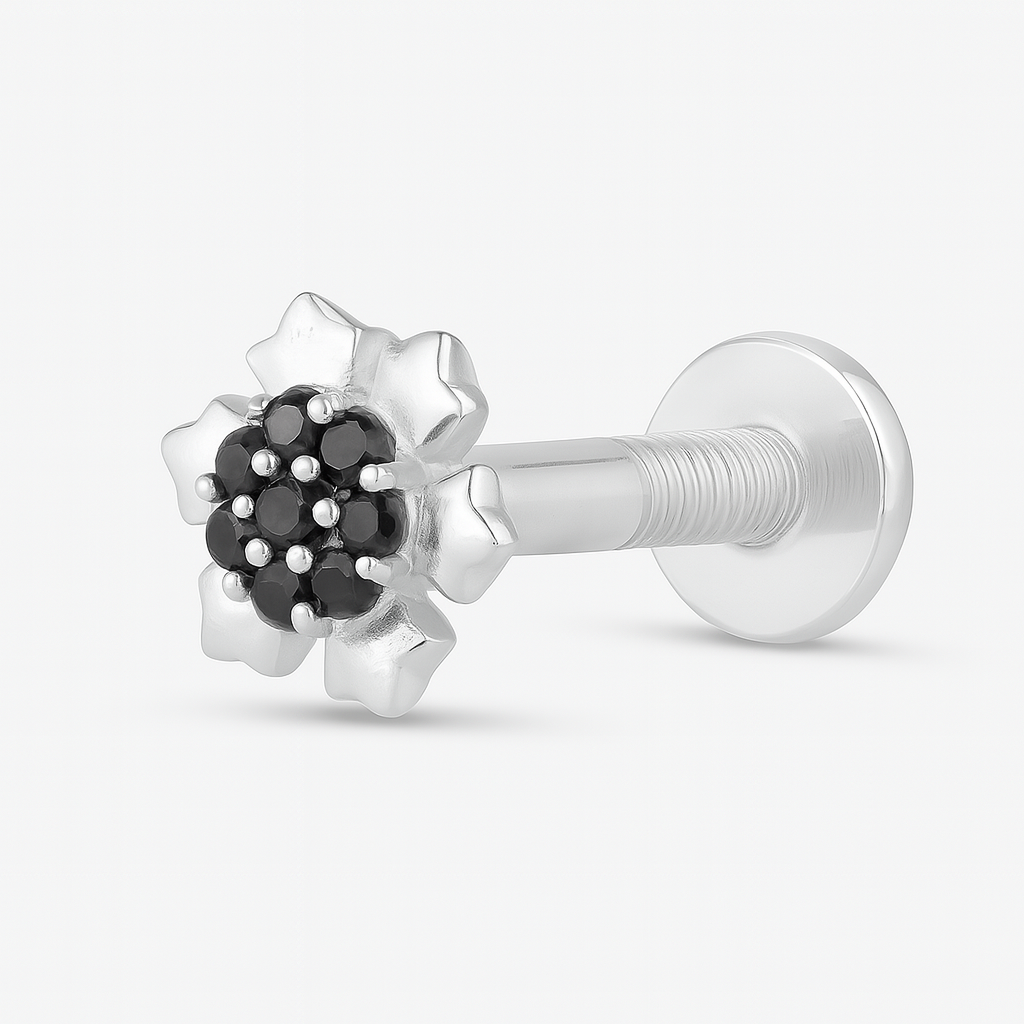Ruby Blossom Silver Screw Nose Stud