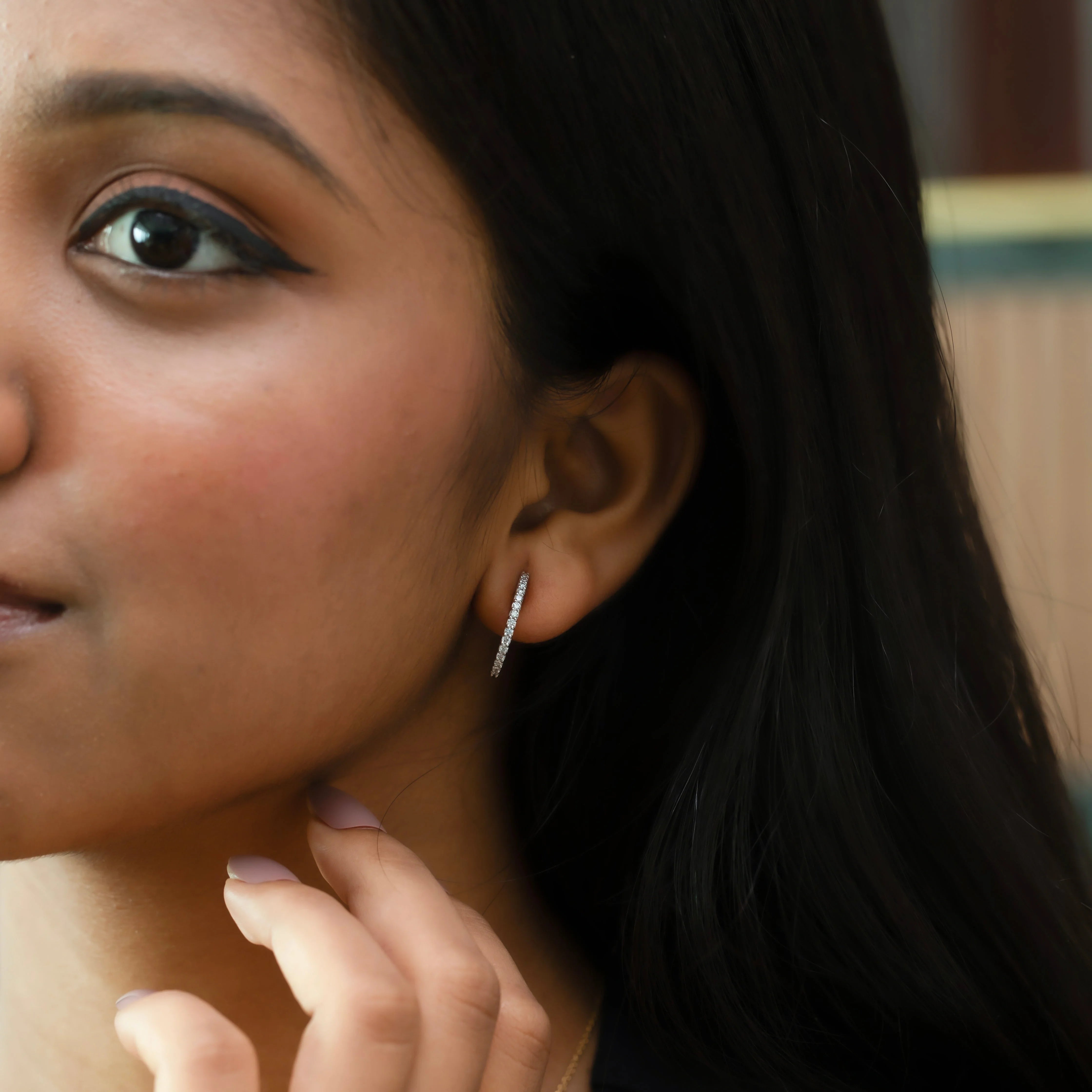 Classic Diamond Hoops - Lab Diamond Earrings Secondary image