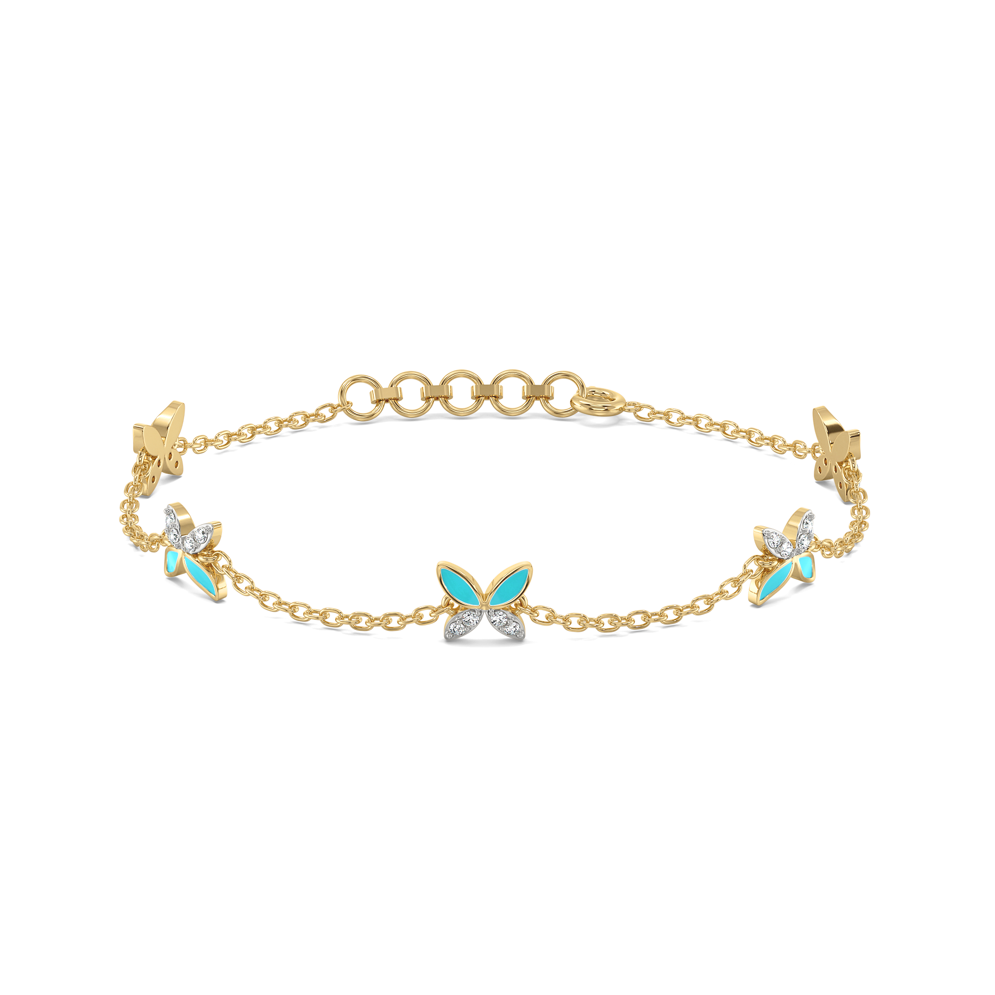 Turquoise Butterfly - Lab Diamond Station Bracelet Main image