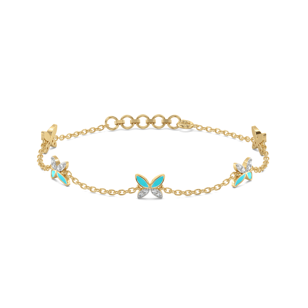 Turquoise Butterfly - Lab Diamond Station Bracelet