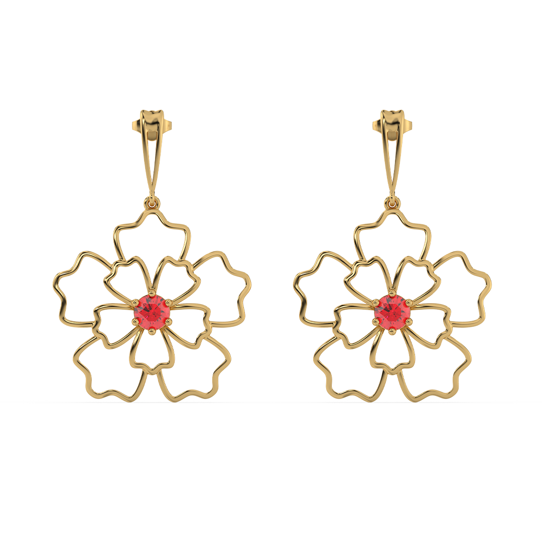 Crimson Bloom - Ruby Drops Earrings