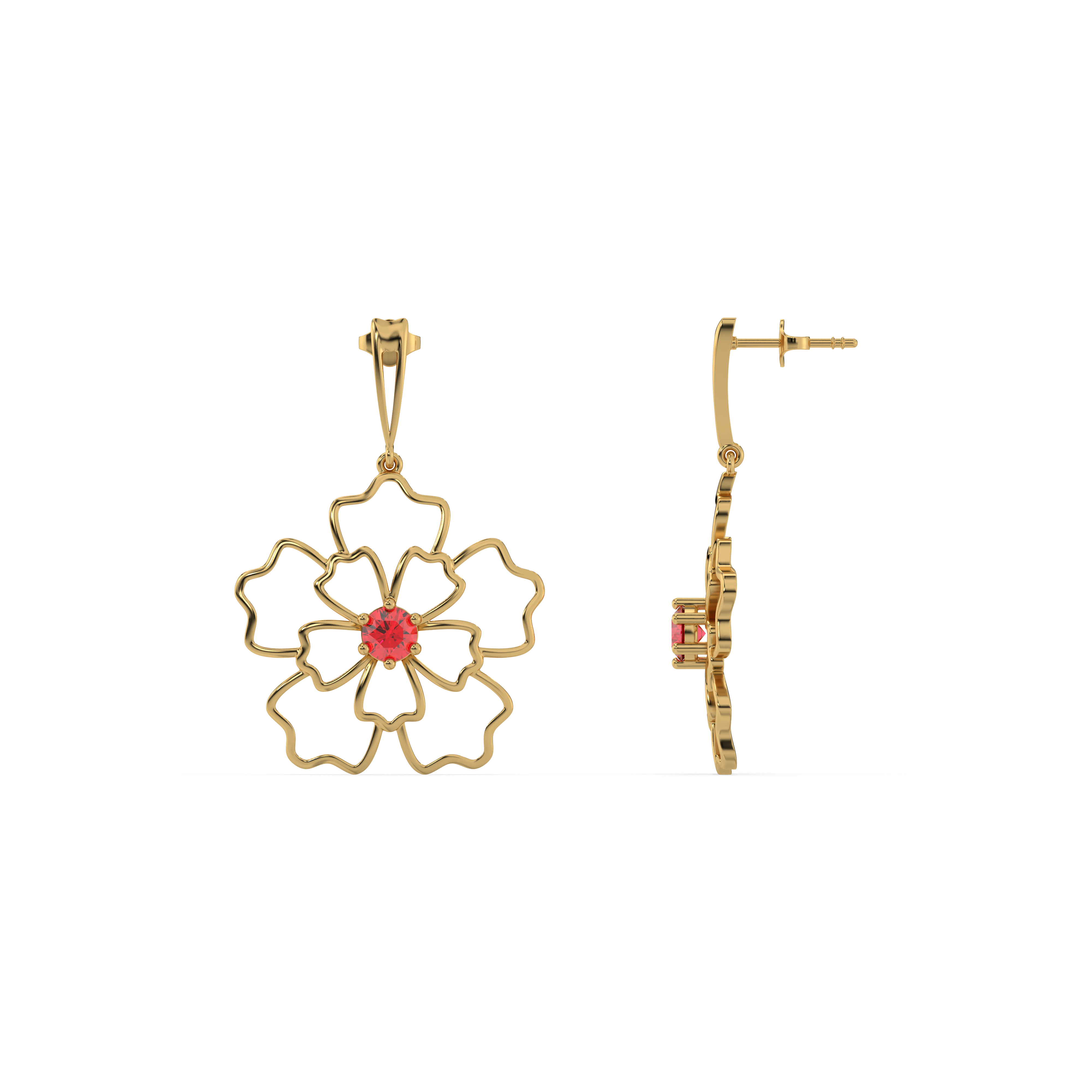 Crimson Bloom - Ruby Drops Earrings