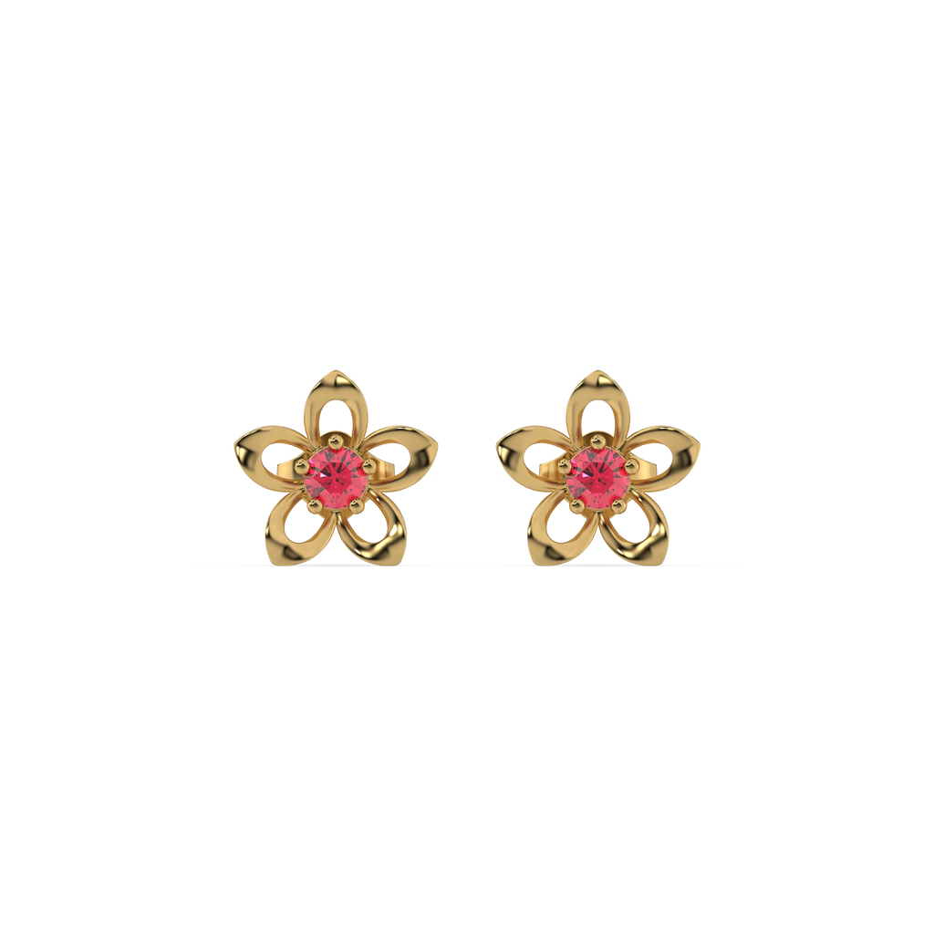 Crimson Bloom - Ruby Stud Earrings