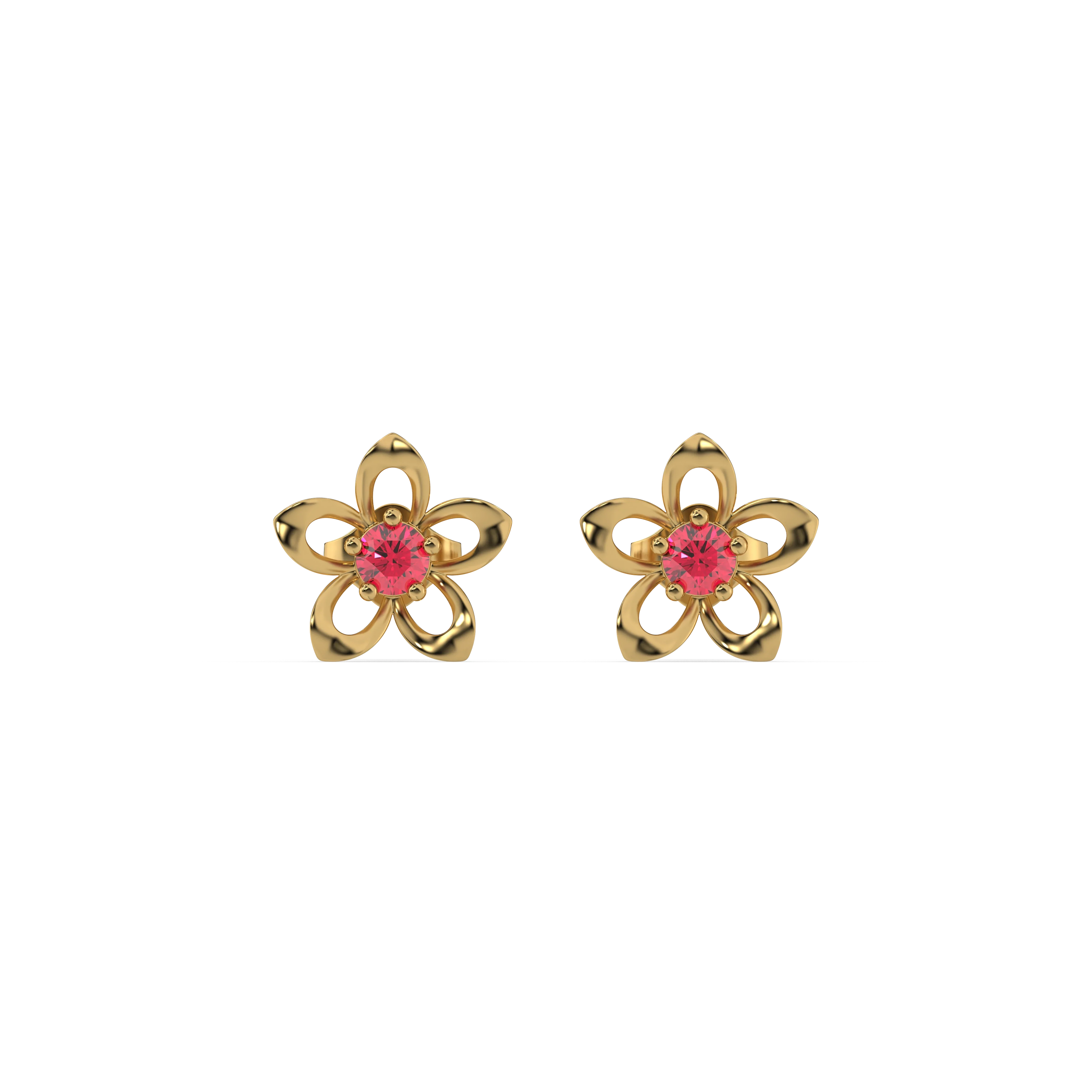 Crimson Bloom - Ruby Stud Earrings