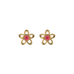 Crimson Bloom - Ruby Stud Earrings