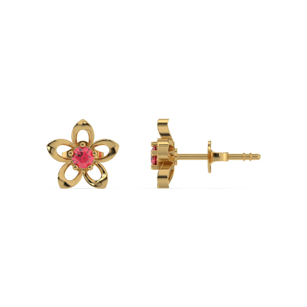 Crimson Bloom - Ruby Stud Earrings