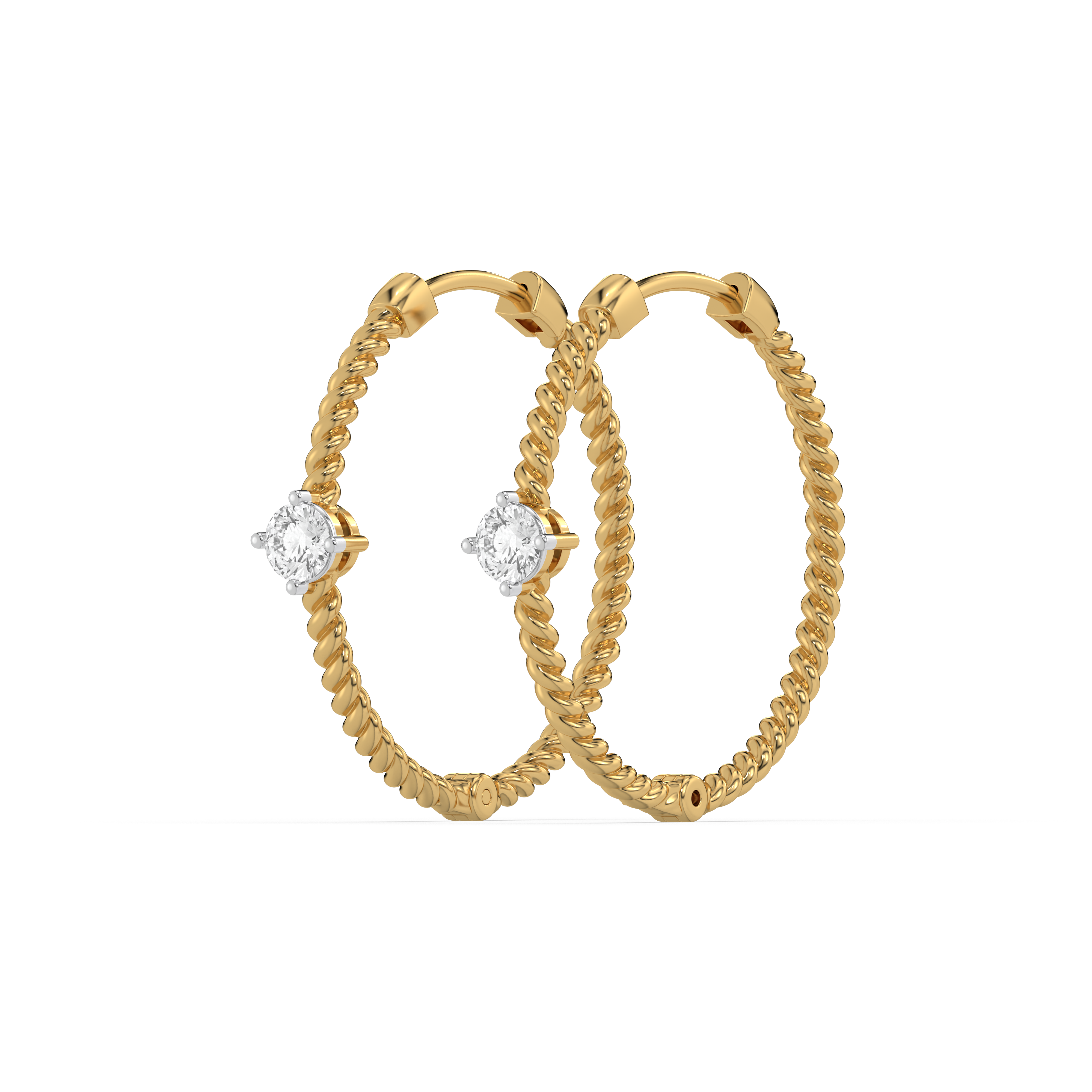 Twist of Fate - Lab Diamond Solitaire Hoop Earrings Secondary image