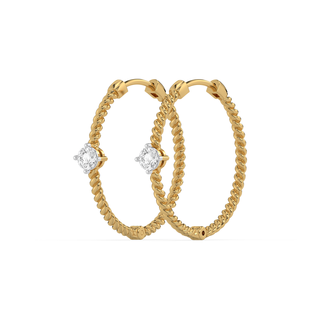 Twist of Fate - Lab Diamond Solitaire Hoop Earrings