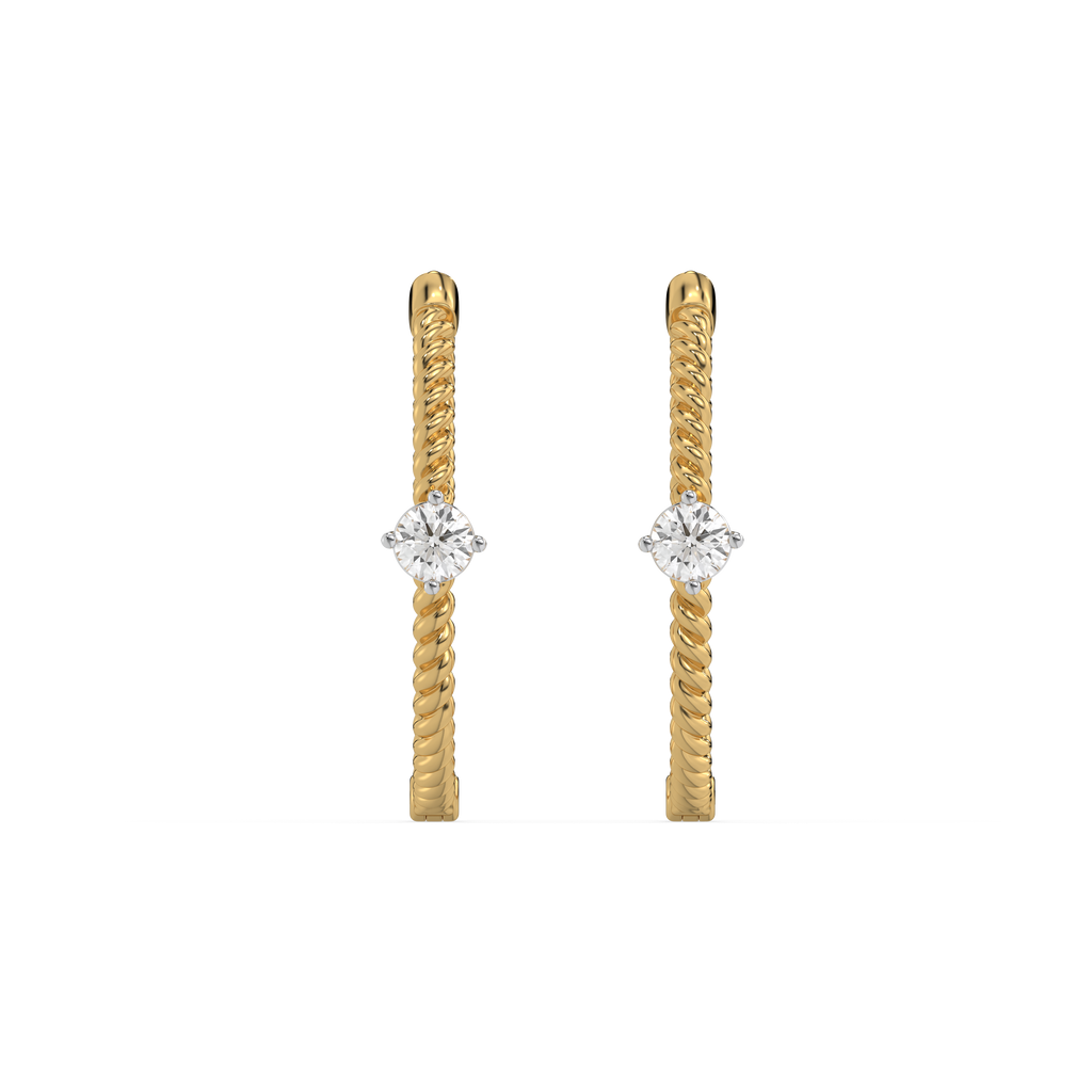 Twist of Fate - Lab Diamond Solitaire Hoop Earrings