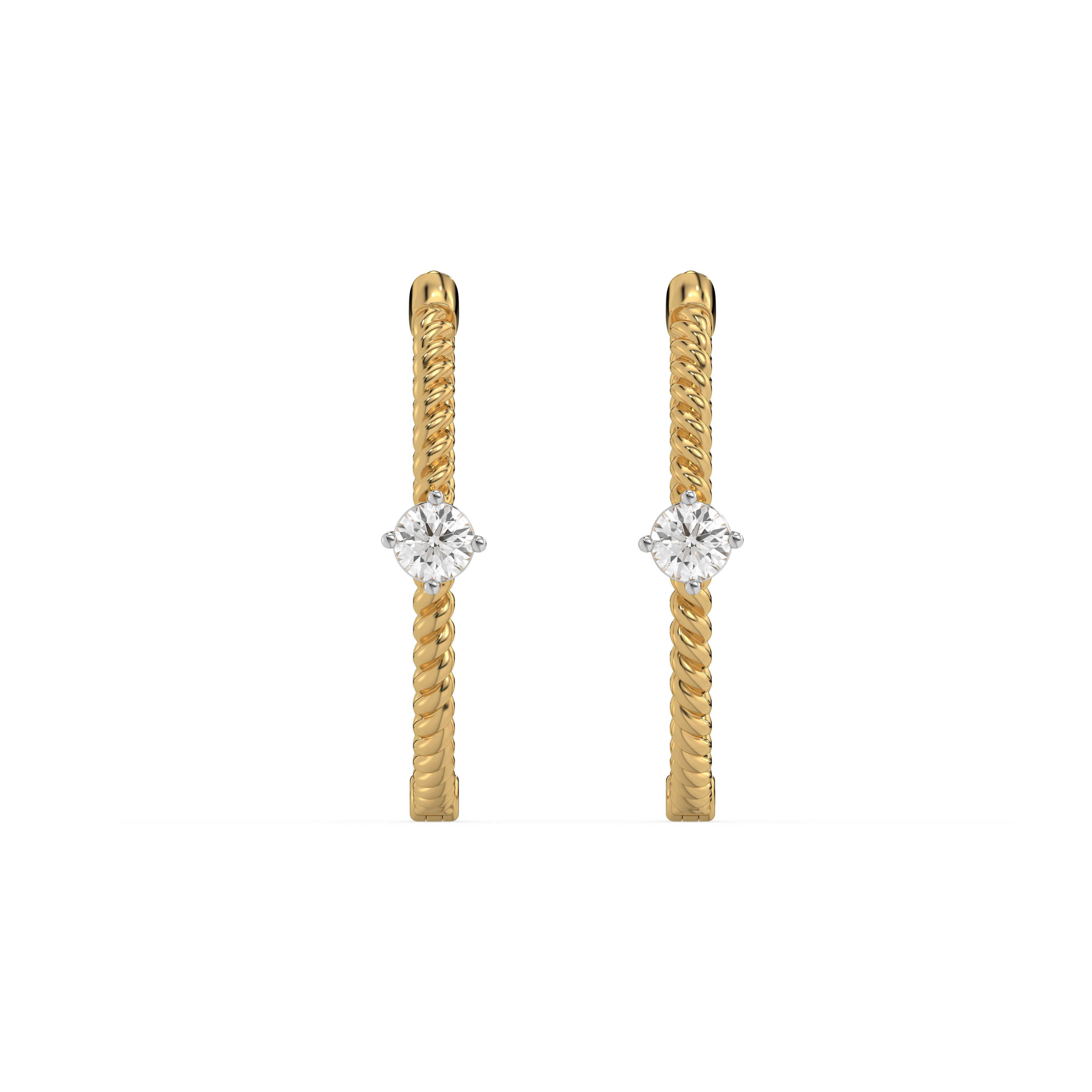 Twist of Fate - Lab Diamond Solitaire Hoop Earrings