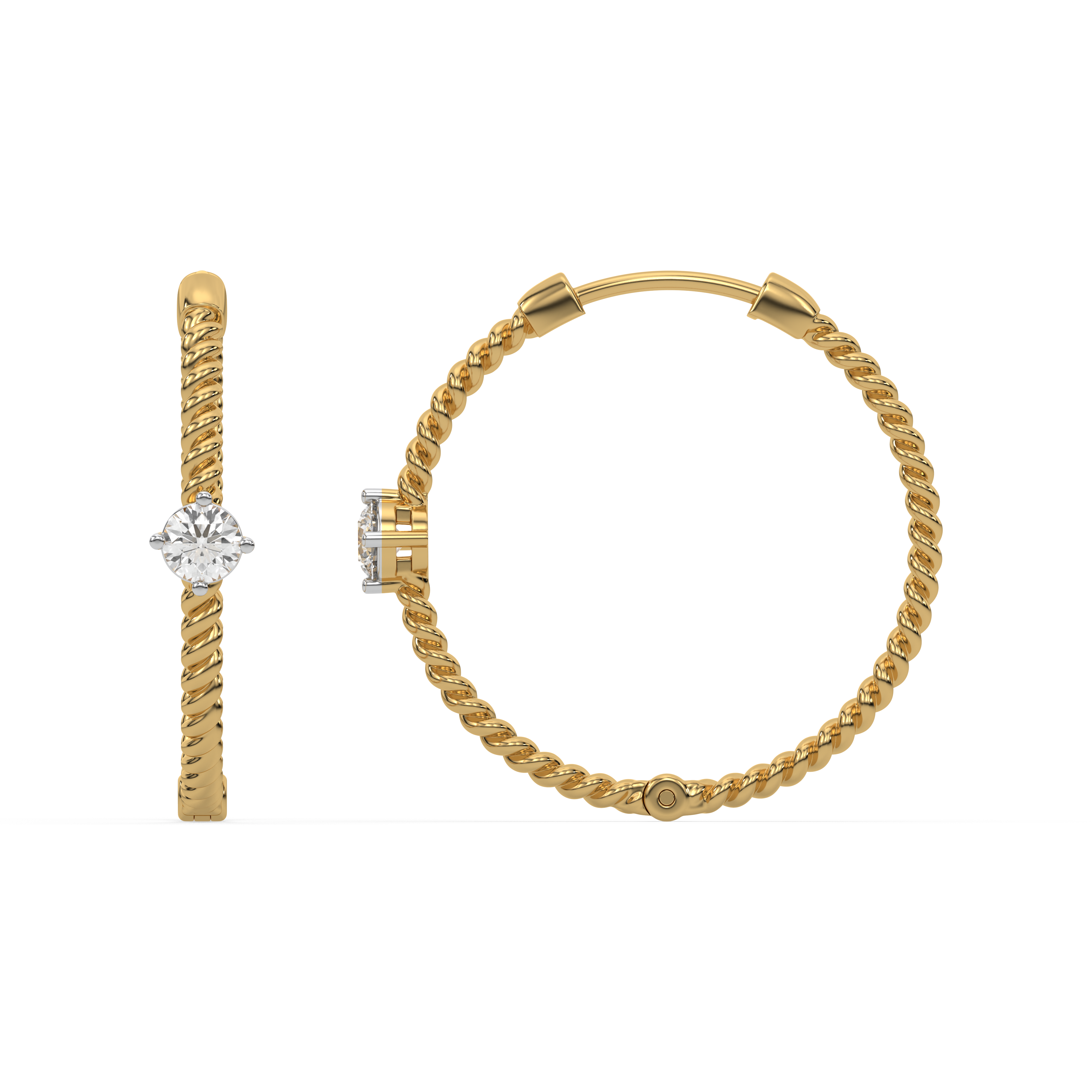 Twist of Fate - Lab Diamond Solitaire Hoop Earrings