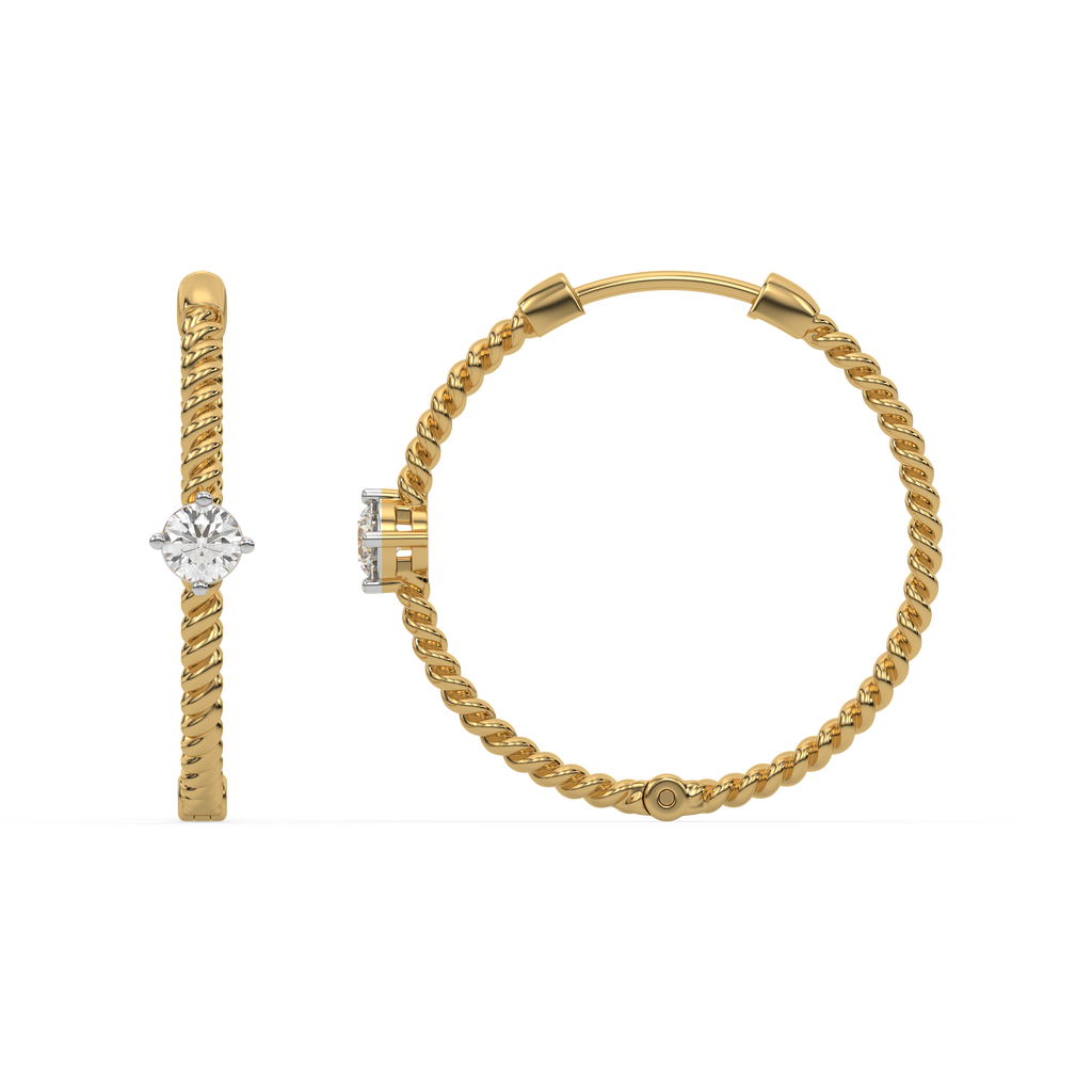 Twist of Fate - Lab Diamond Solitaire Hoop Earrings