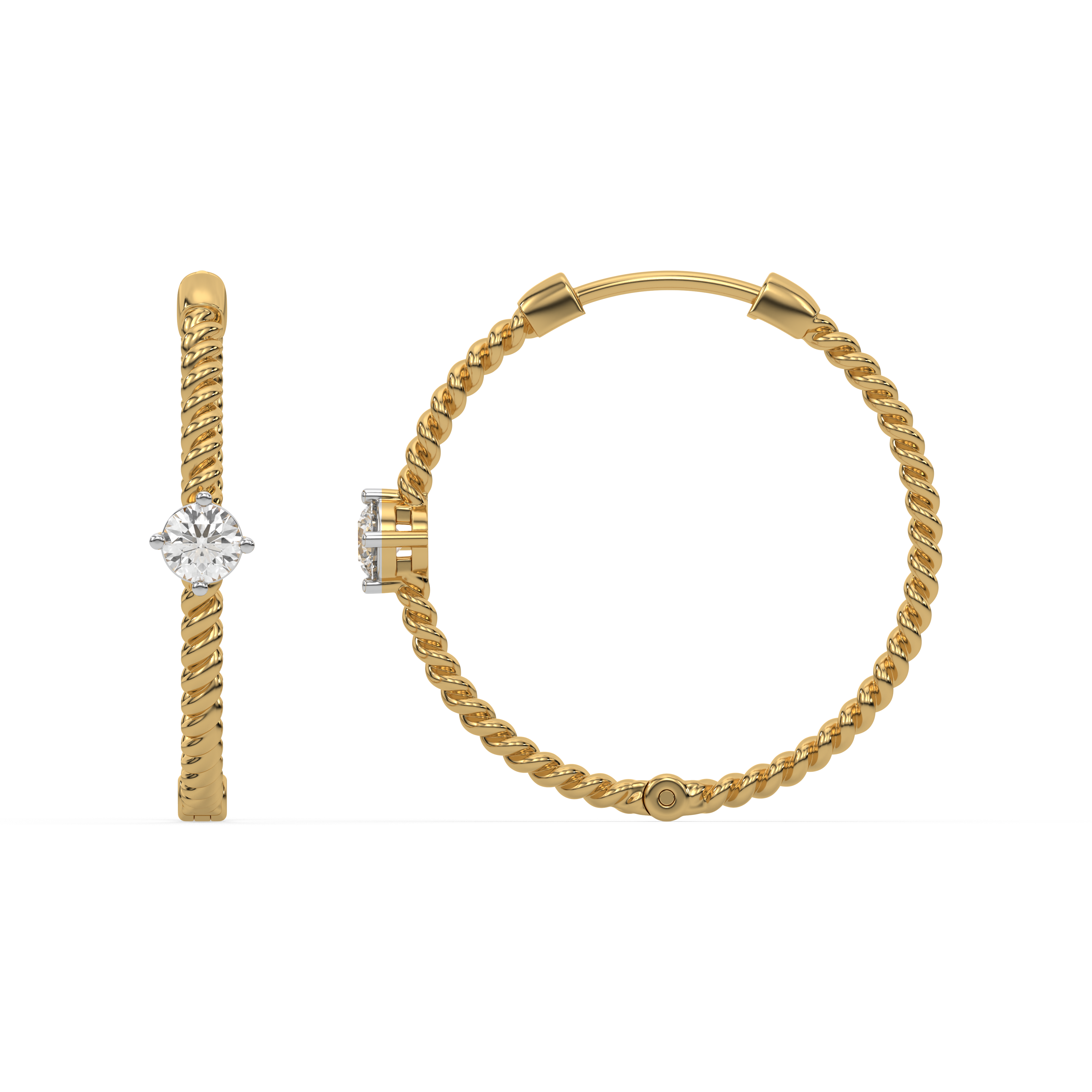 Twist of Fate - Lab Diamond Solitaire Hoop Earrings