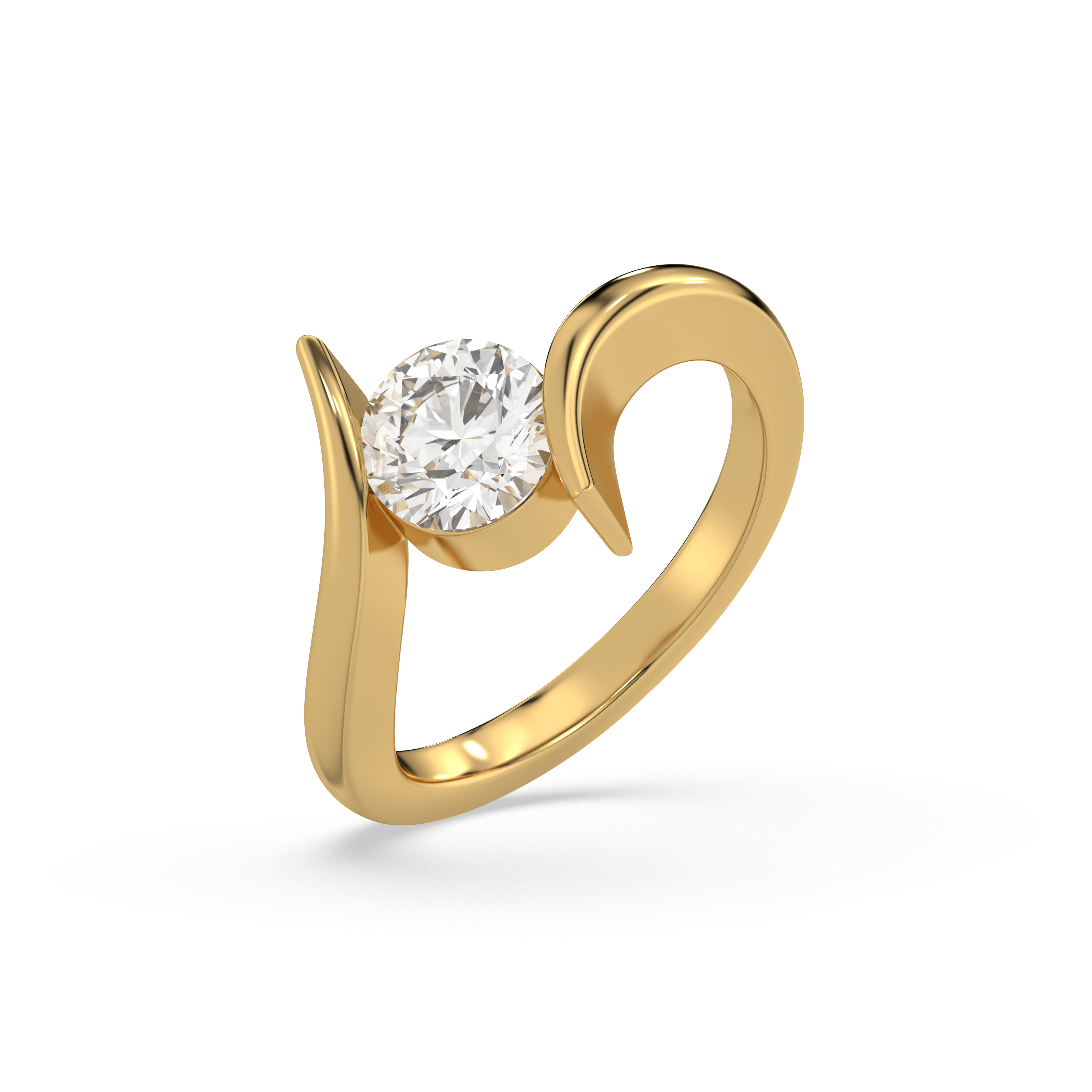 Curved Elegance - Lab Diamond Solitaire Ring