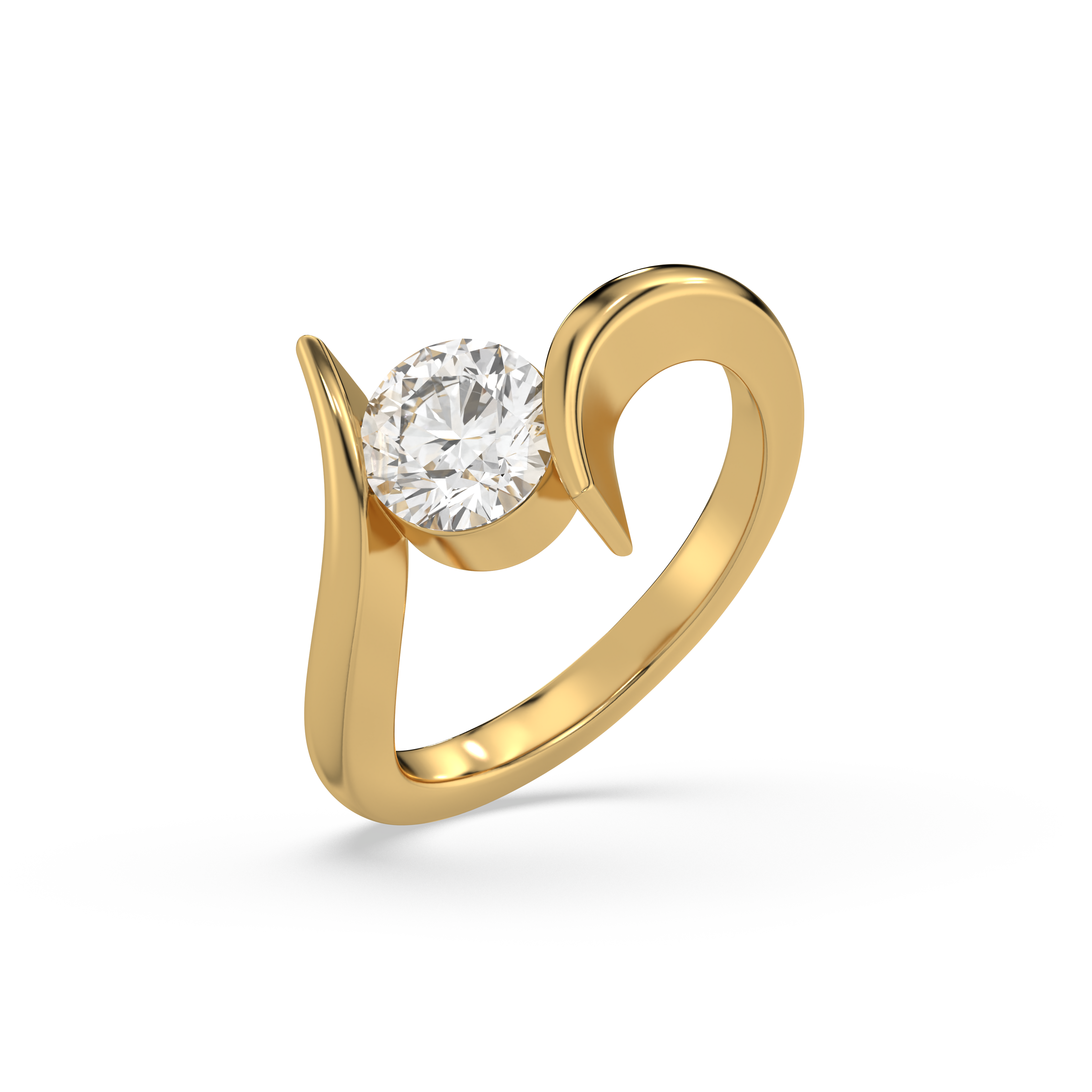 Curved Elegance - Lab Diamond Solitaire Ring