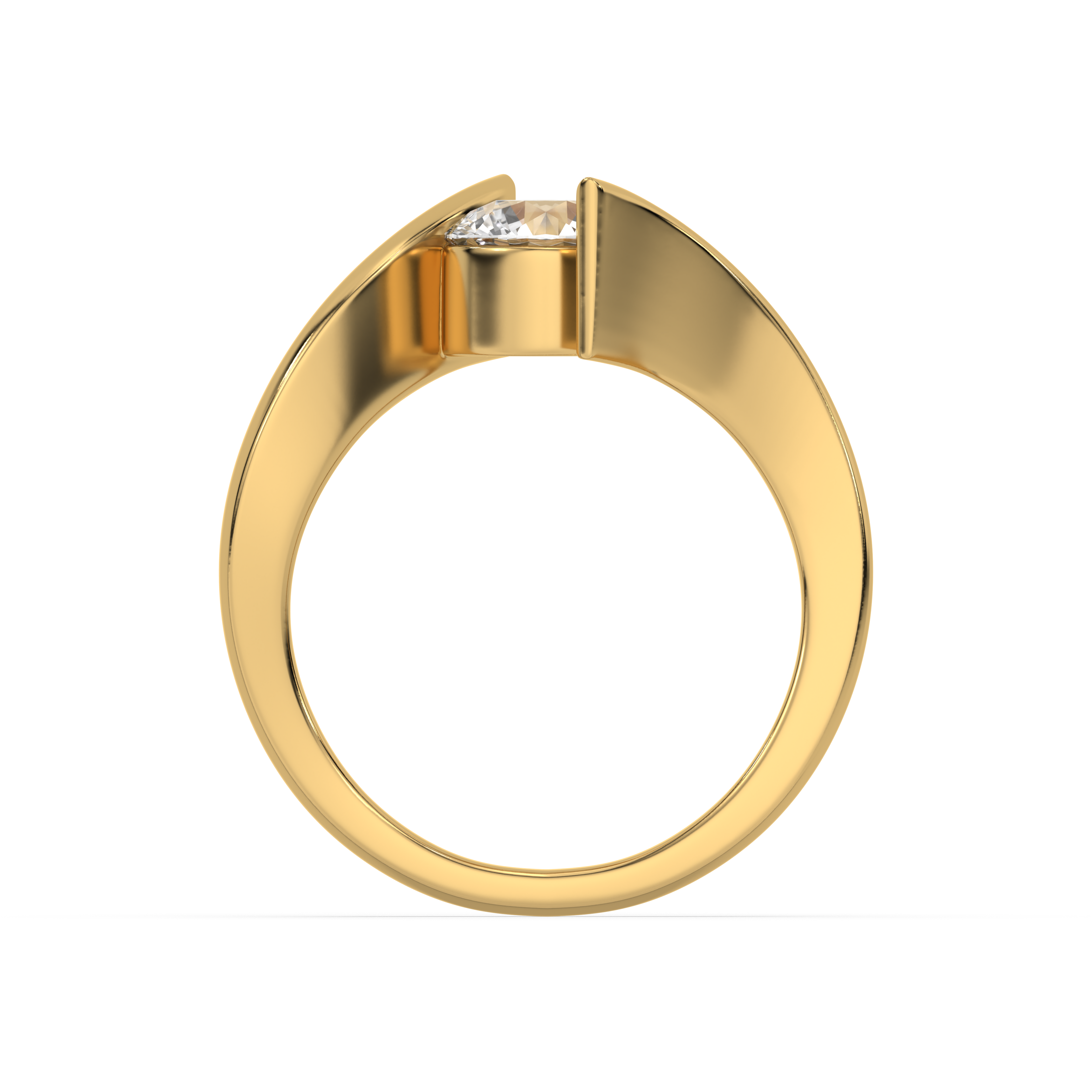 Curved Elegance - Lab Diamond Solitaire Ring