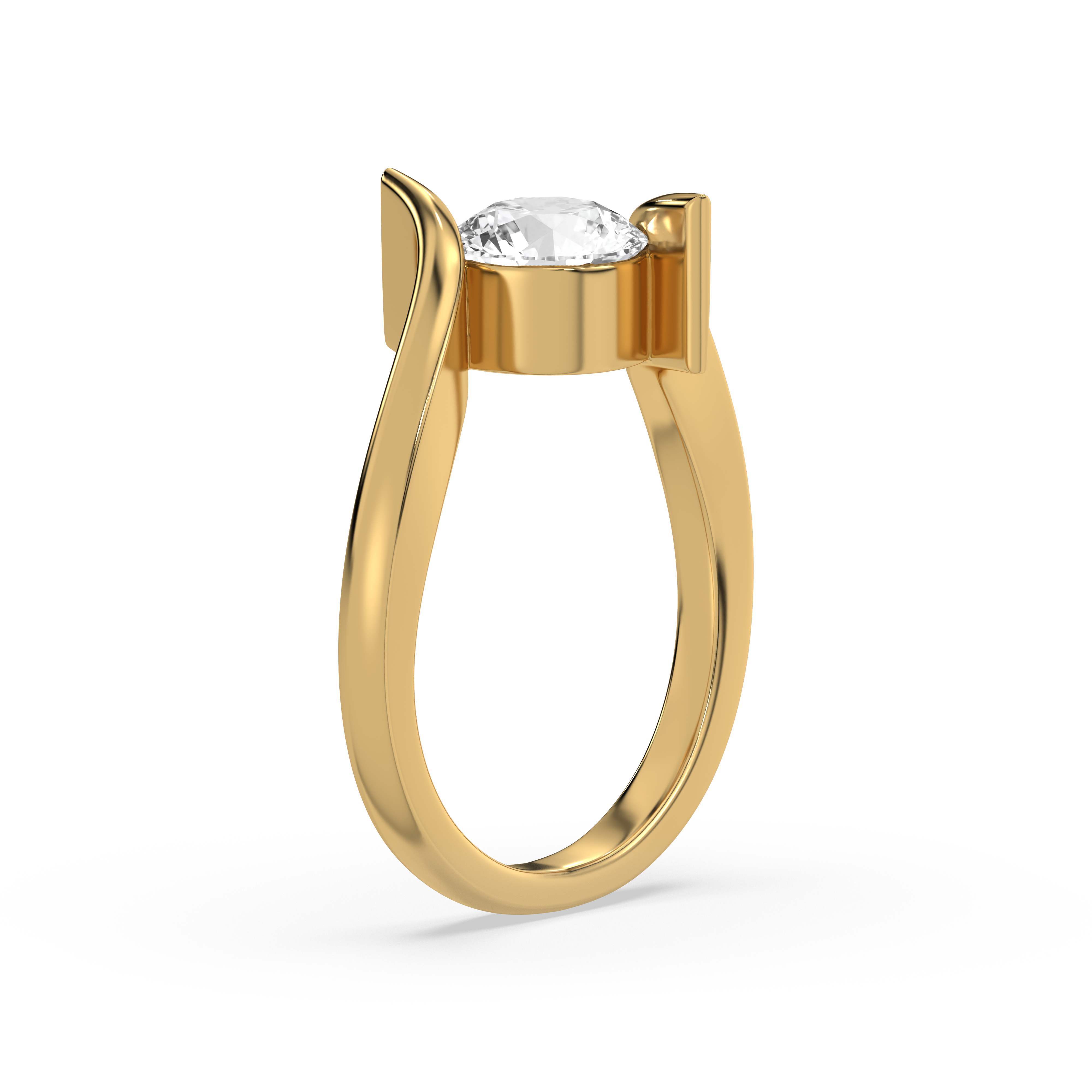 Curved Elegance - Lab Diamond Solitaire Ring