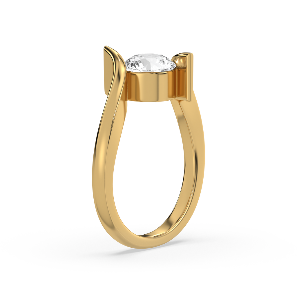 Curved Elegance - Lab Diamond Solitaire Ring