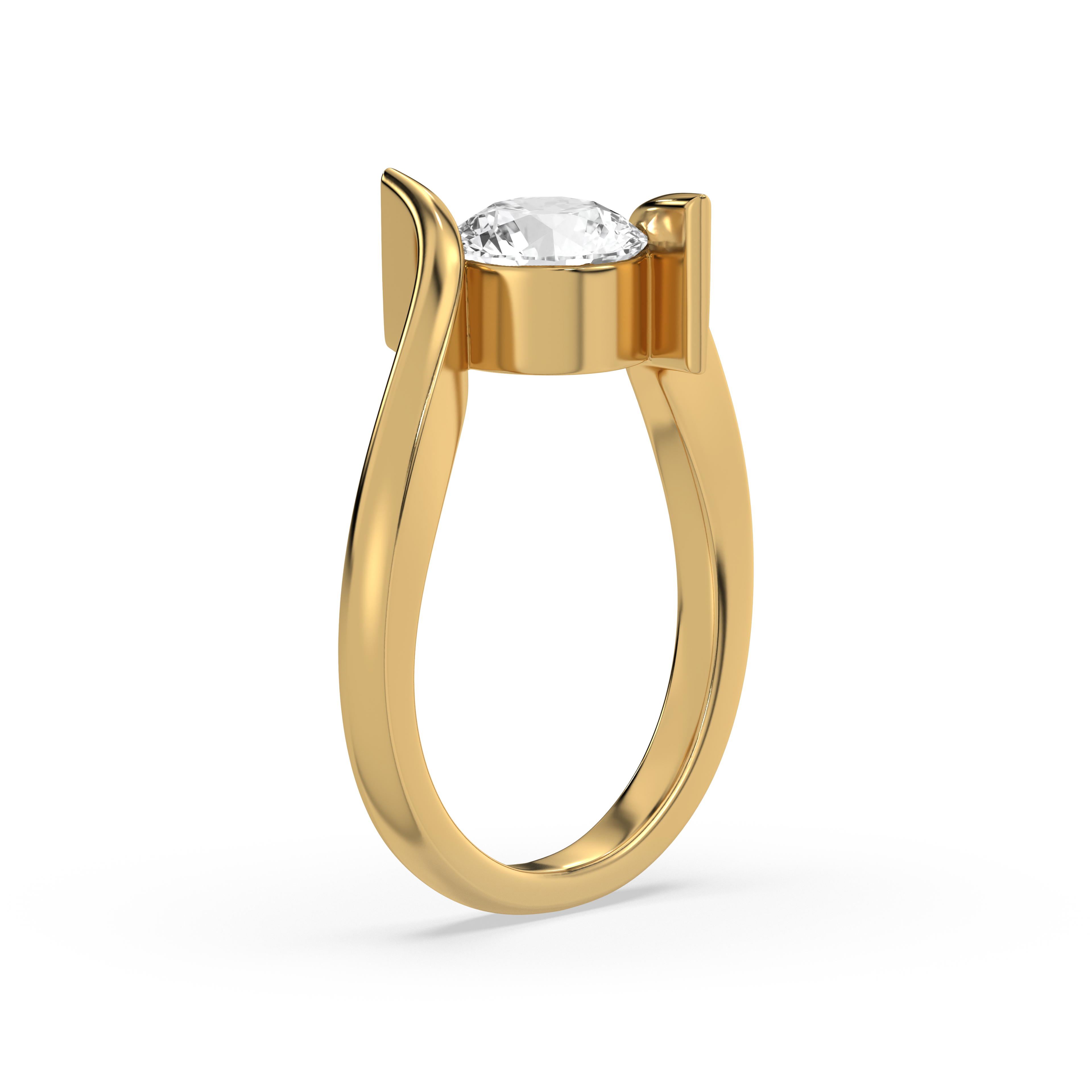 Curved Elegance - Lab Diamond Solitaire Ring