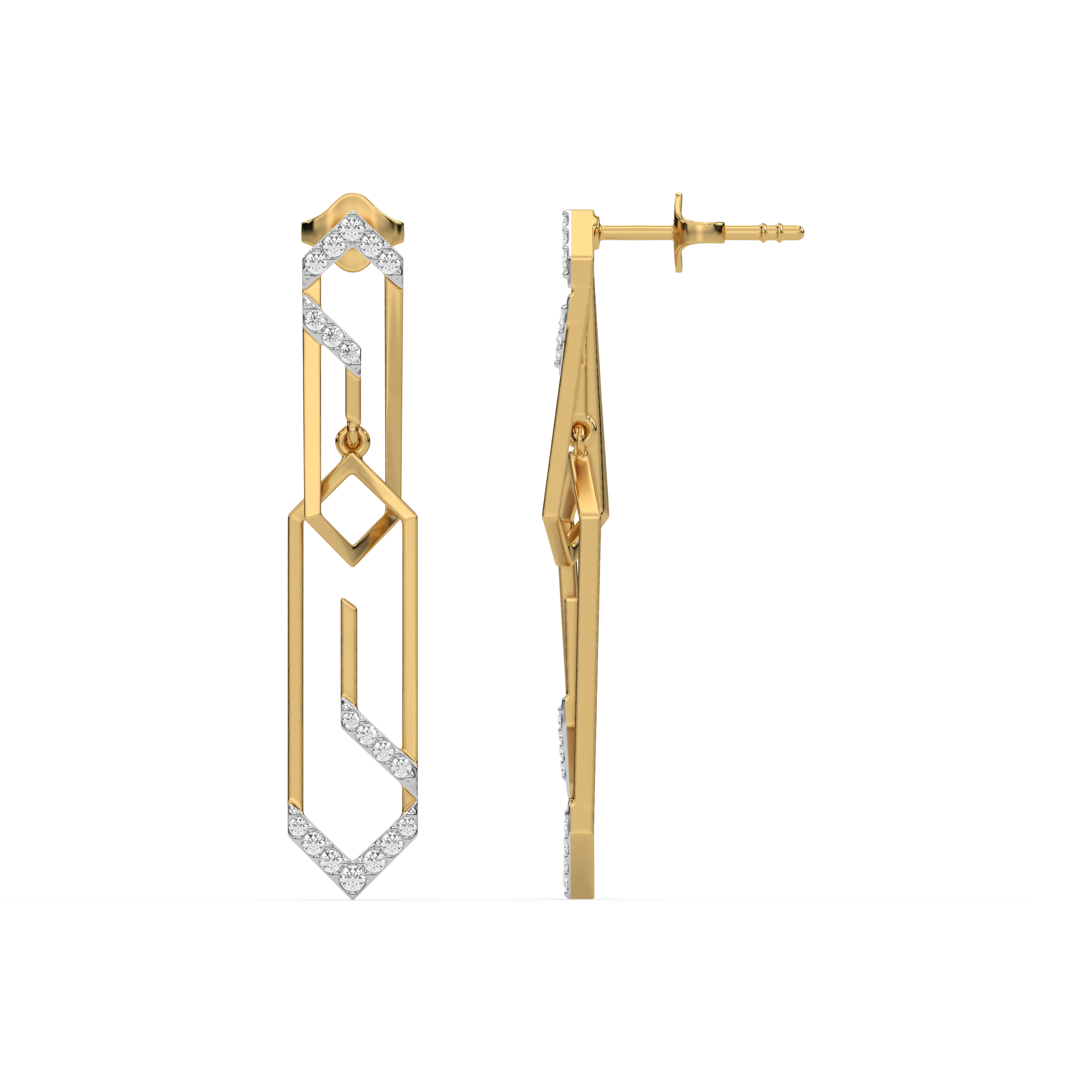 Groove Rhythm - Lab Diamond Drop Earrings