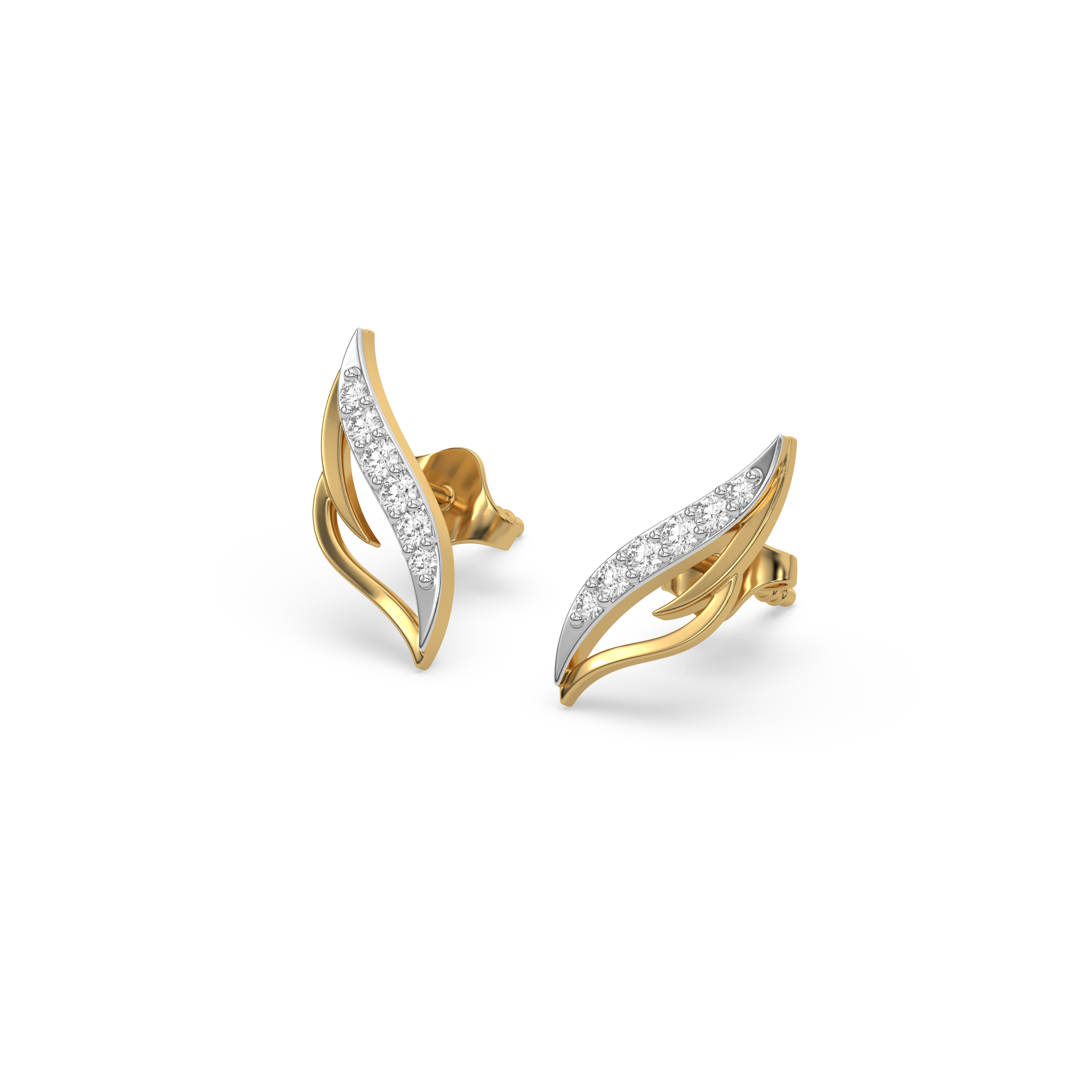 Featherlight Grace - Pure Gold Lab Diamond Stud Earrings