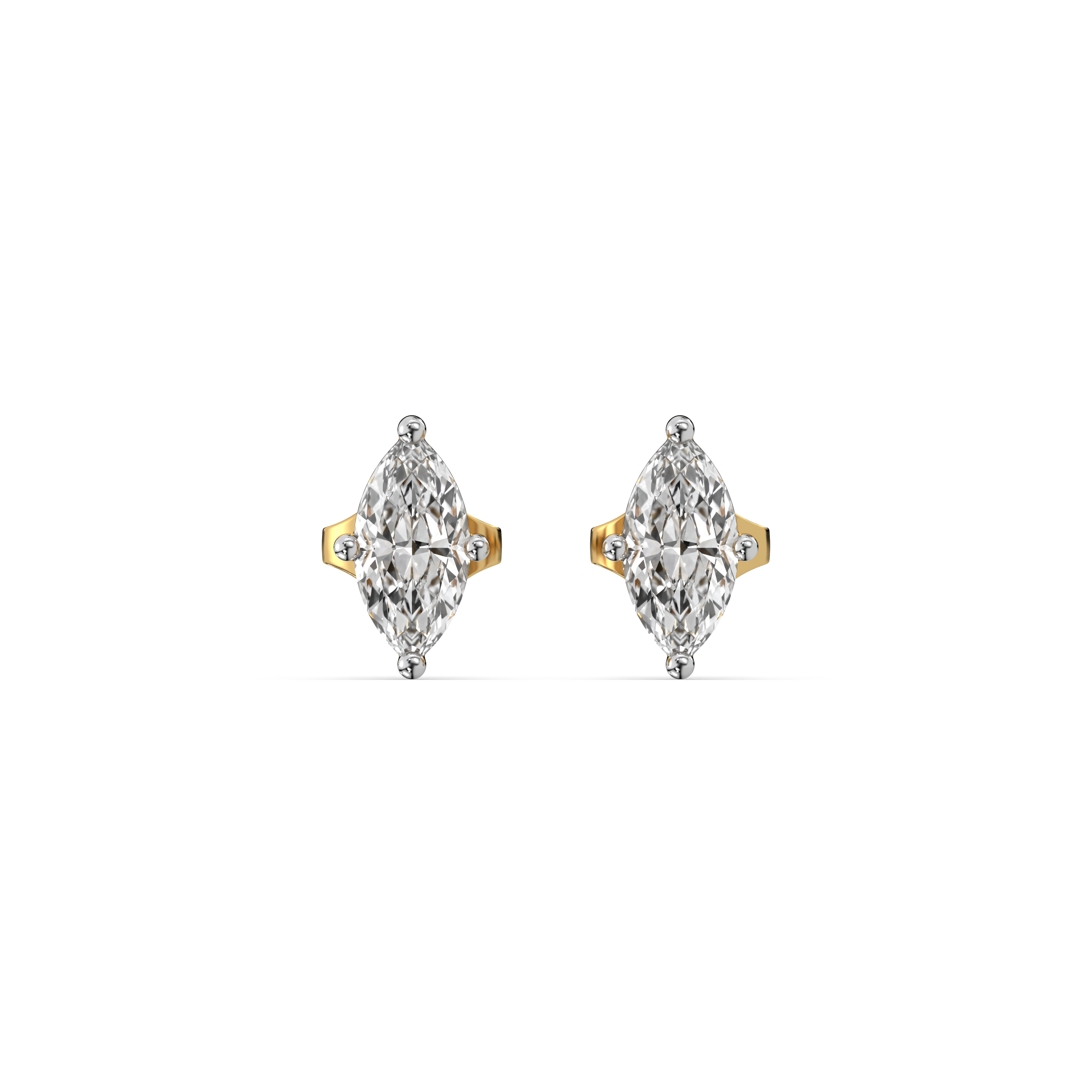 Astra Marquise - Pure Gold Lab Diamond Solitaire Stud Earrings
