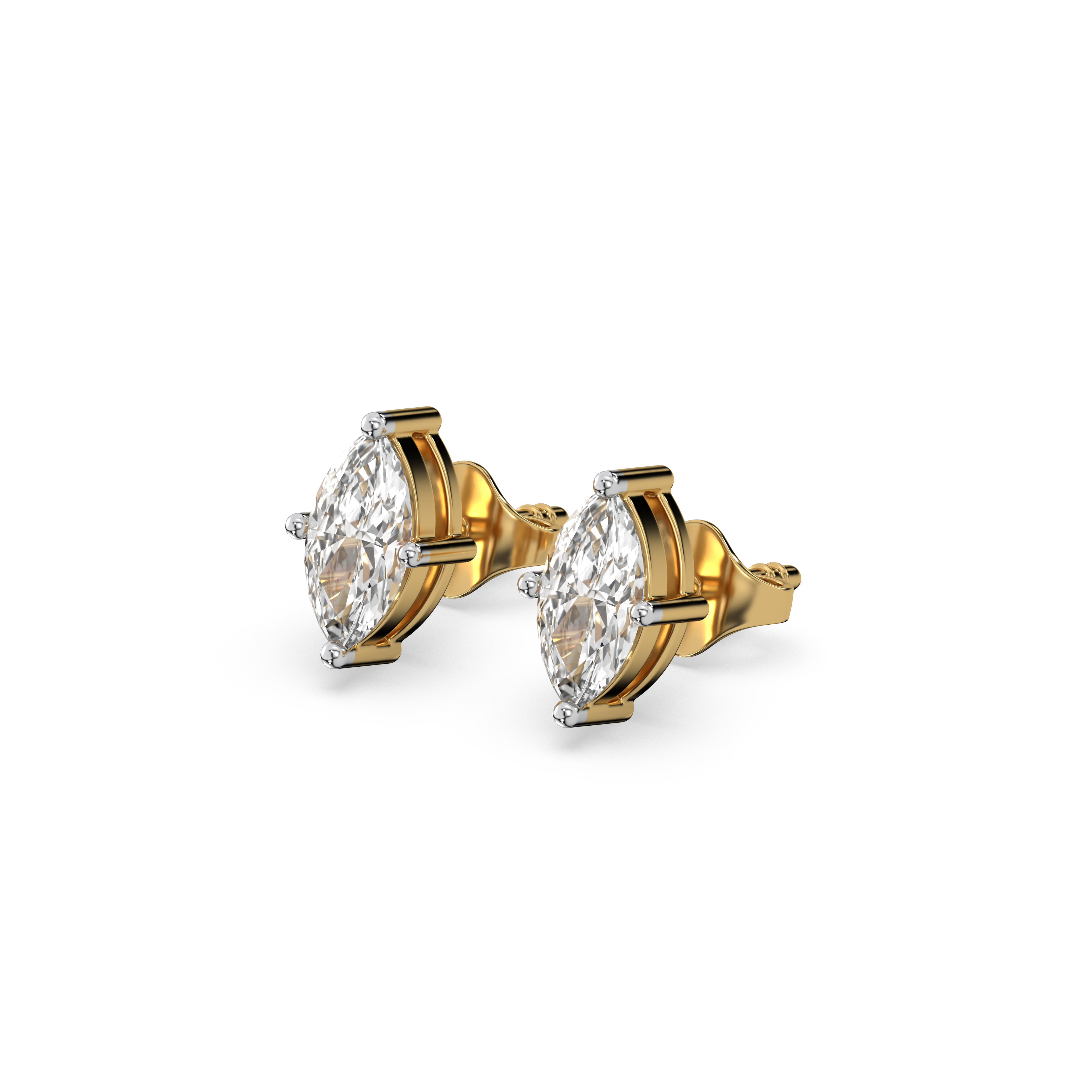 Astra Marquise - Pure Gold Lab Diamond Solitaire Stud Earrings Secondary image