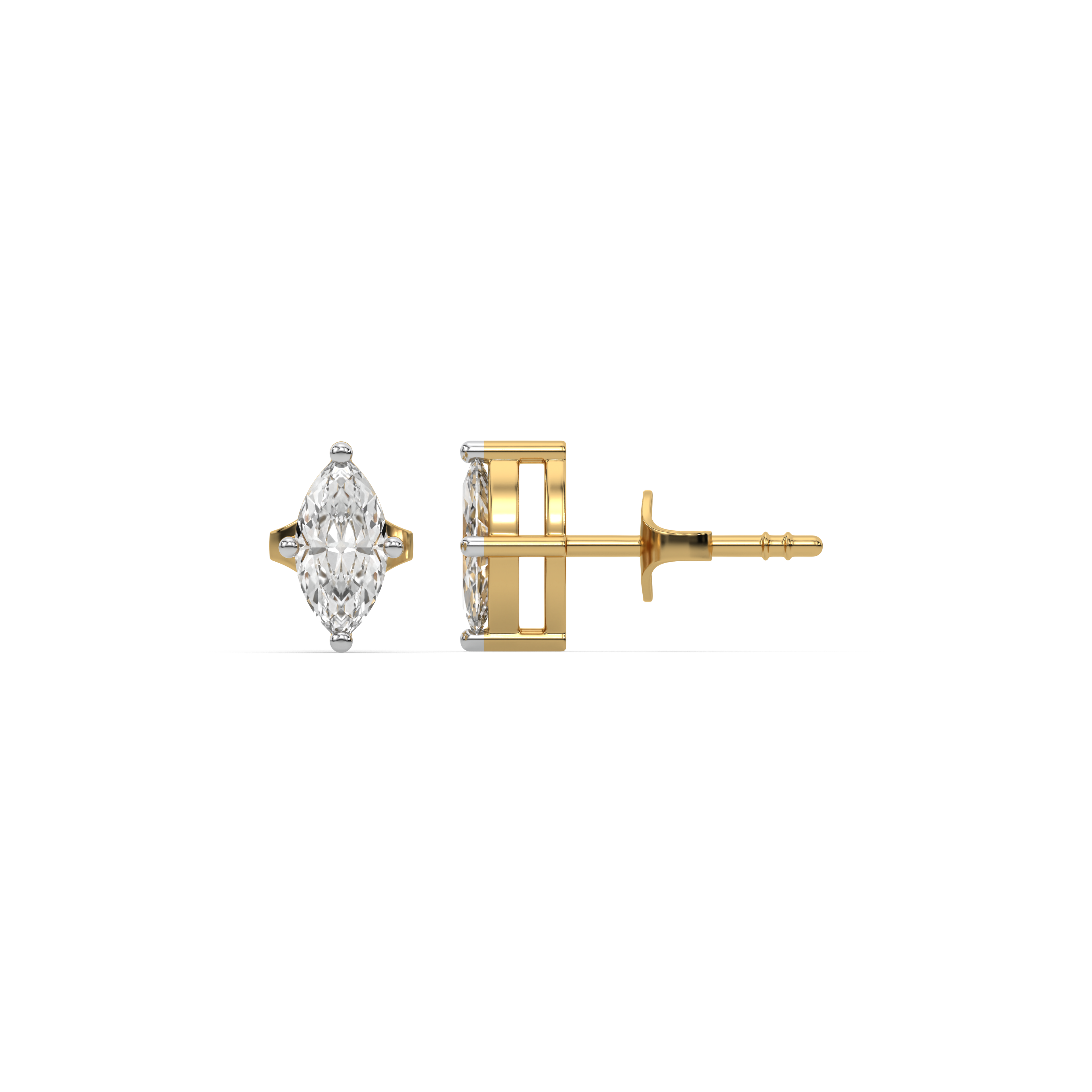 Astra Marquise - Pure Gold Lab Diamond Solitaire Stud Earrings