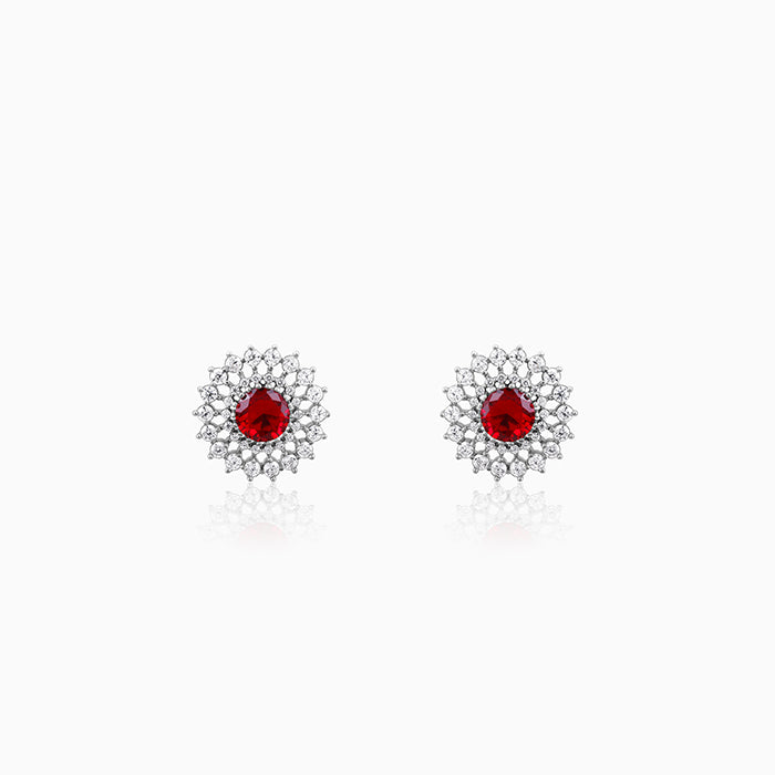 Silver Zircon Ruby Sunshine Studs