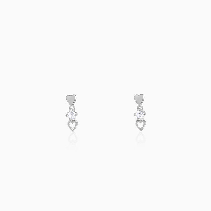 Silver Silly Heart Earrings