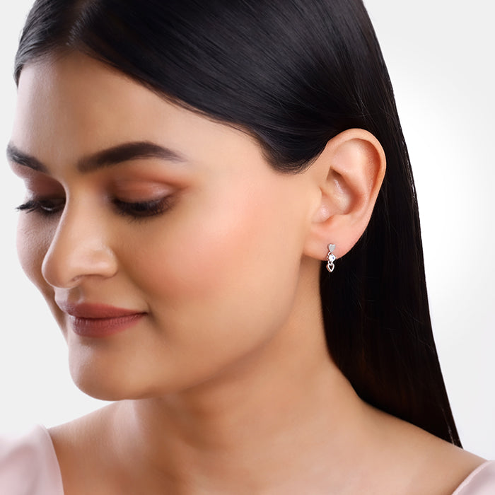 Silver Silly Heart Earrings