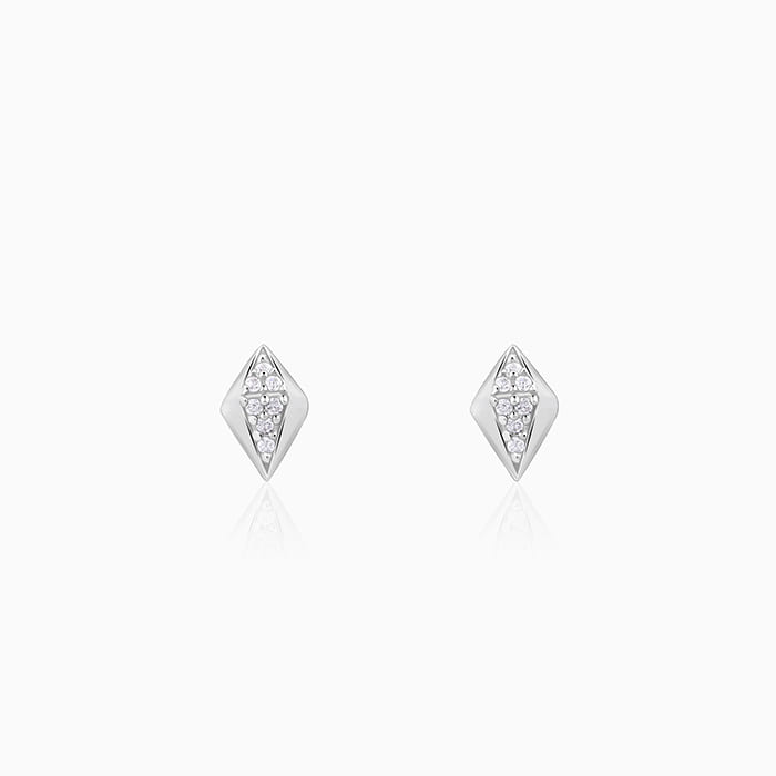 Silver Shiny Rhombus Studs