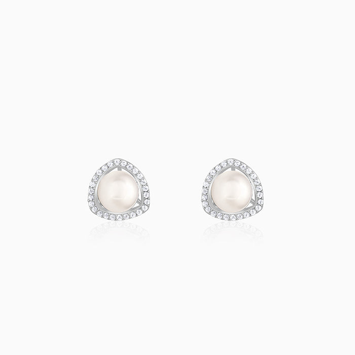 Silver Blush Pearl Earrings