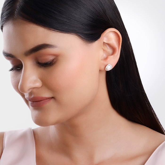Silver Blush Pearl Earrings