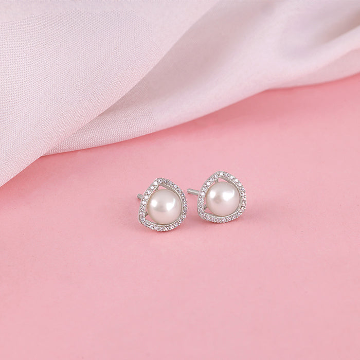Silver Blush Pearl Earrings