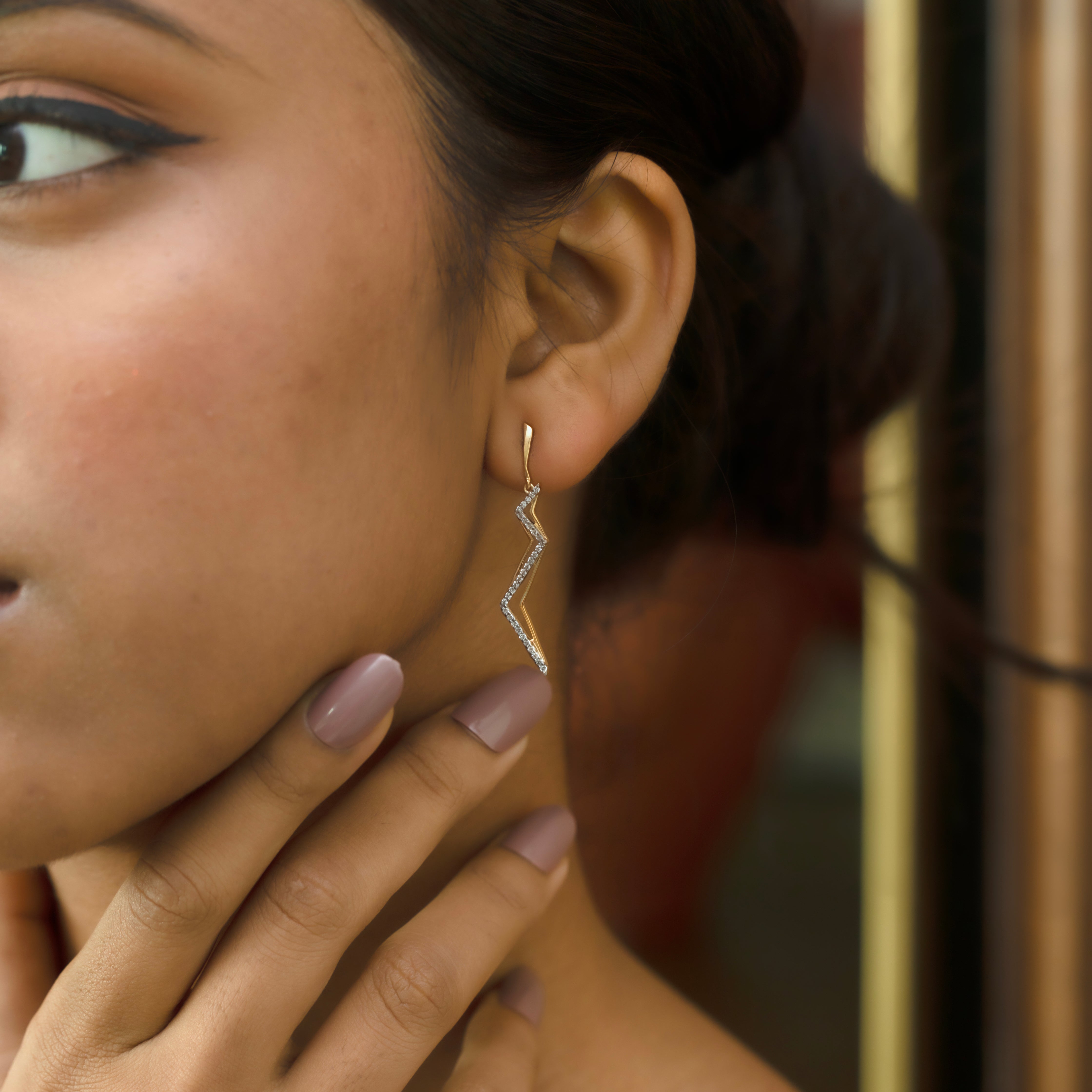 Edgy Dazzle Drops - Lab Diamond Earrings Secondary image