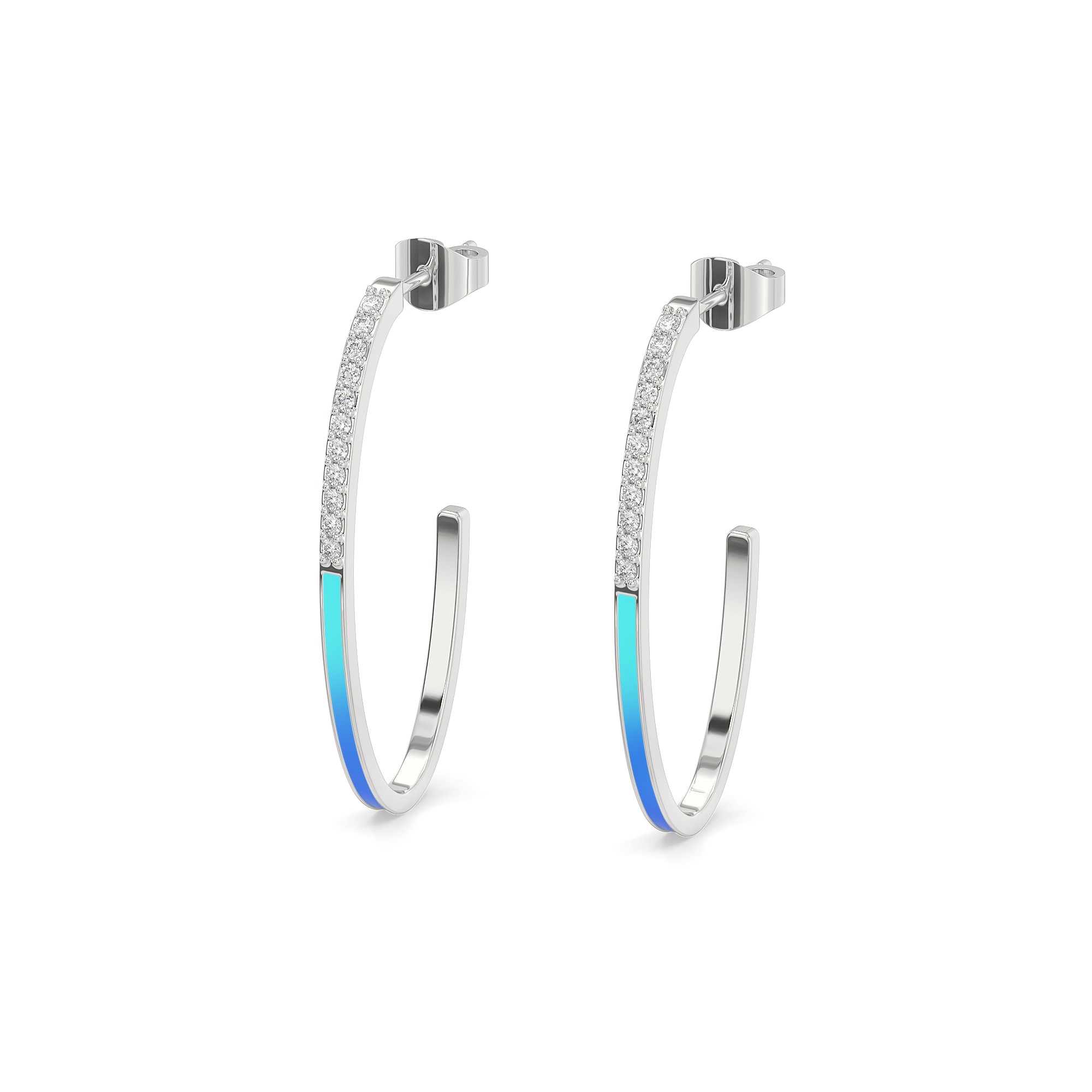 Enamel Horizon - Lab Diamond Hoop Earrings