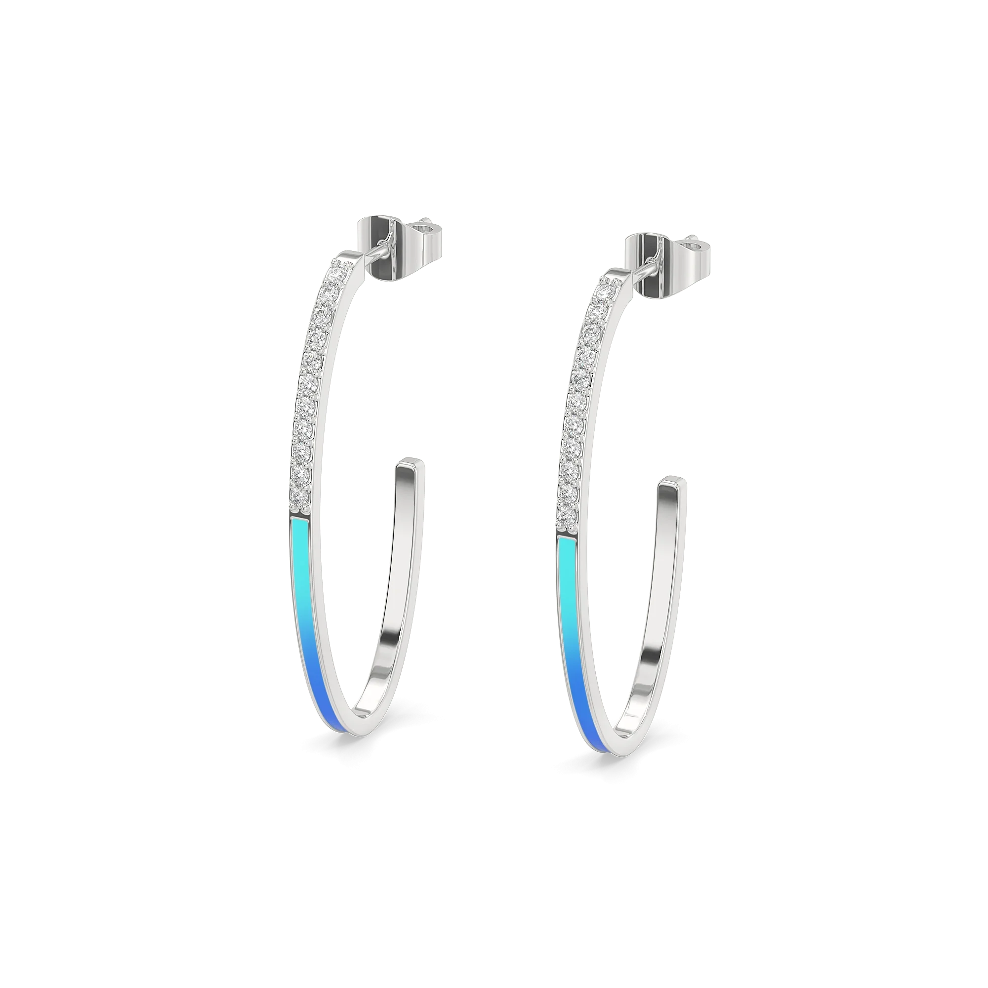 Blue Haze - Lab Diamond Hoop Earrings