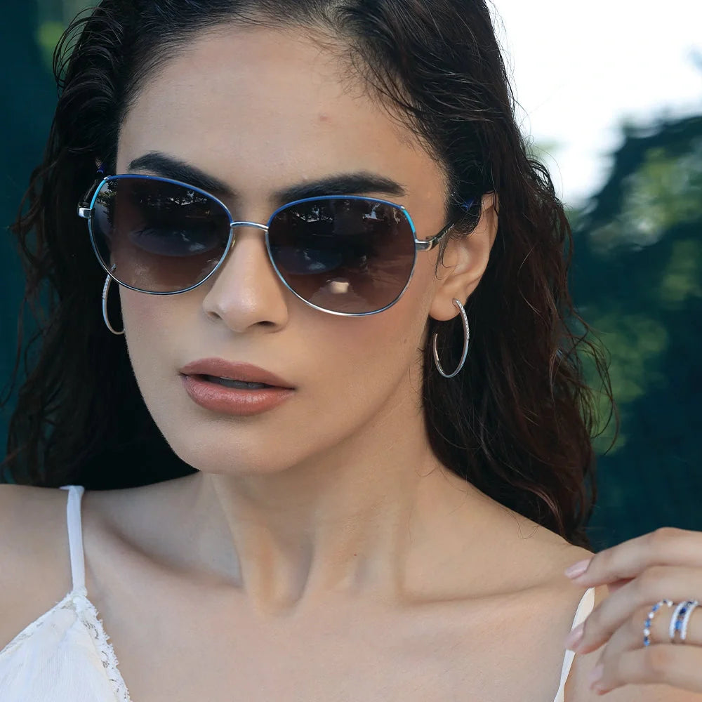 Blue Haze - Lab Diamond Hoop Earrings