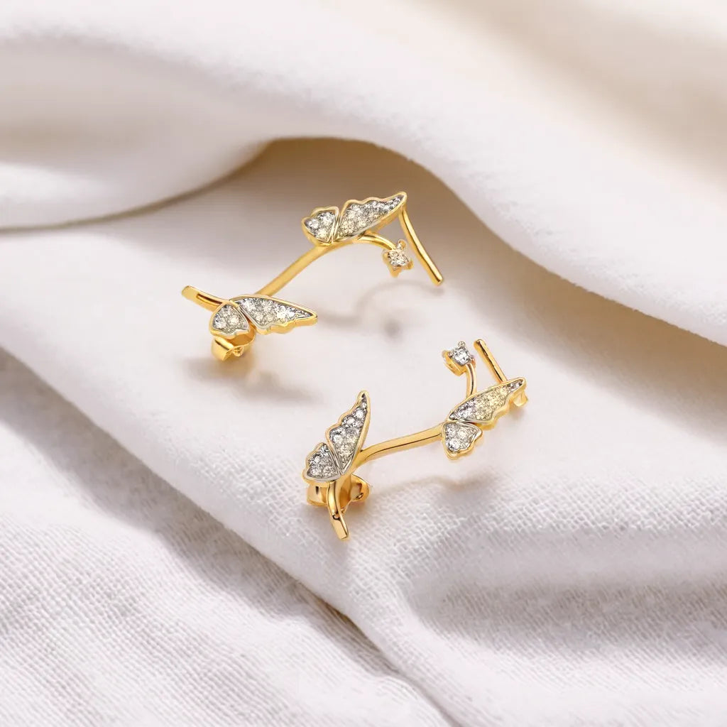 Enchanted Butterfly - Lab Diamond Cuff Earrings
