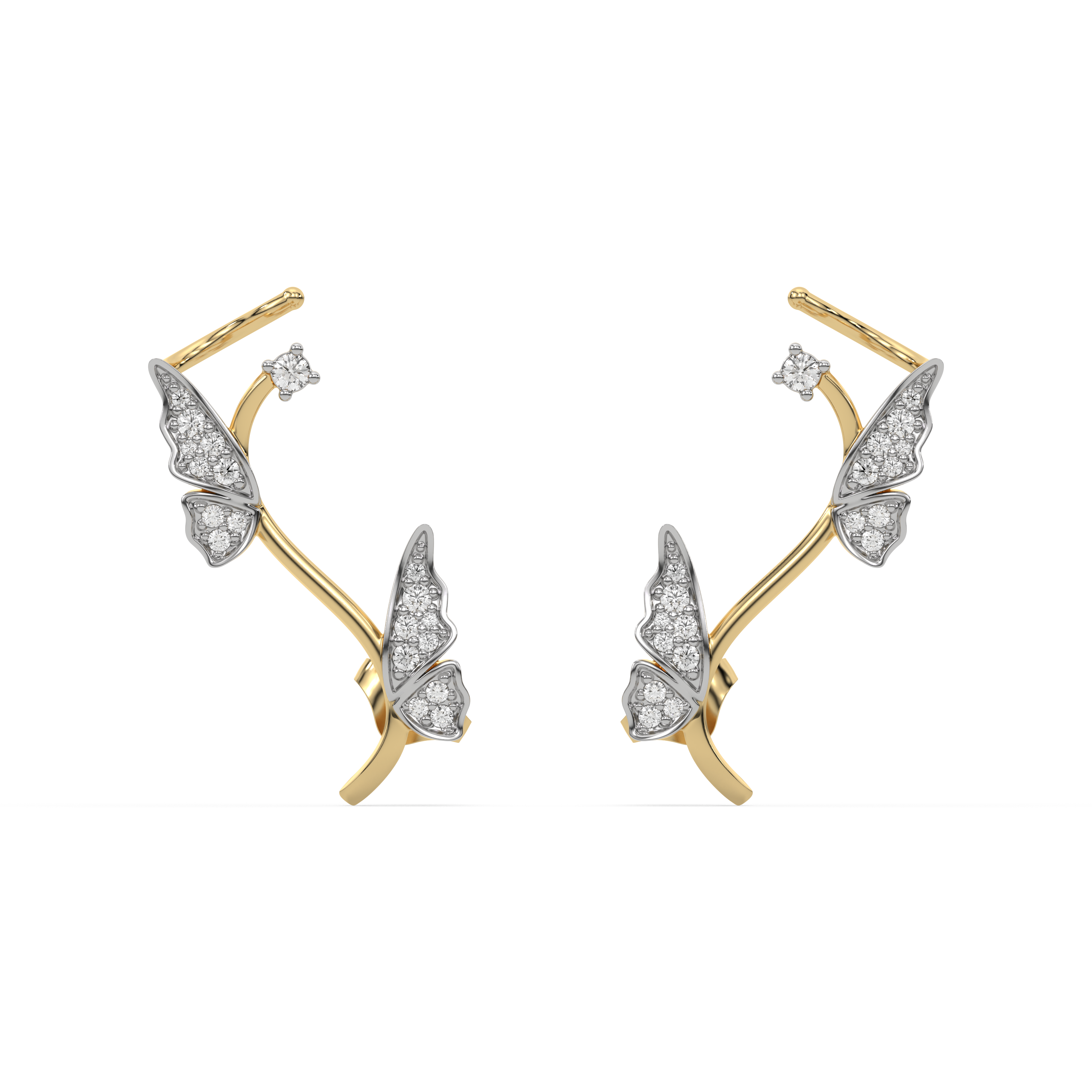 Enchanted Butterfly - Lab Diamond Cuff Earrings
