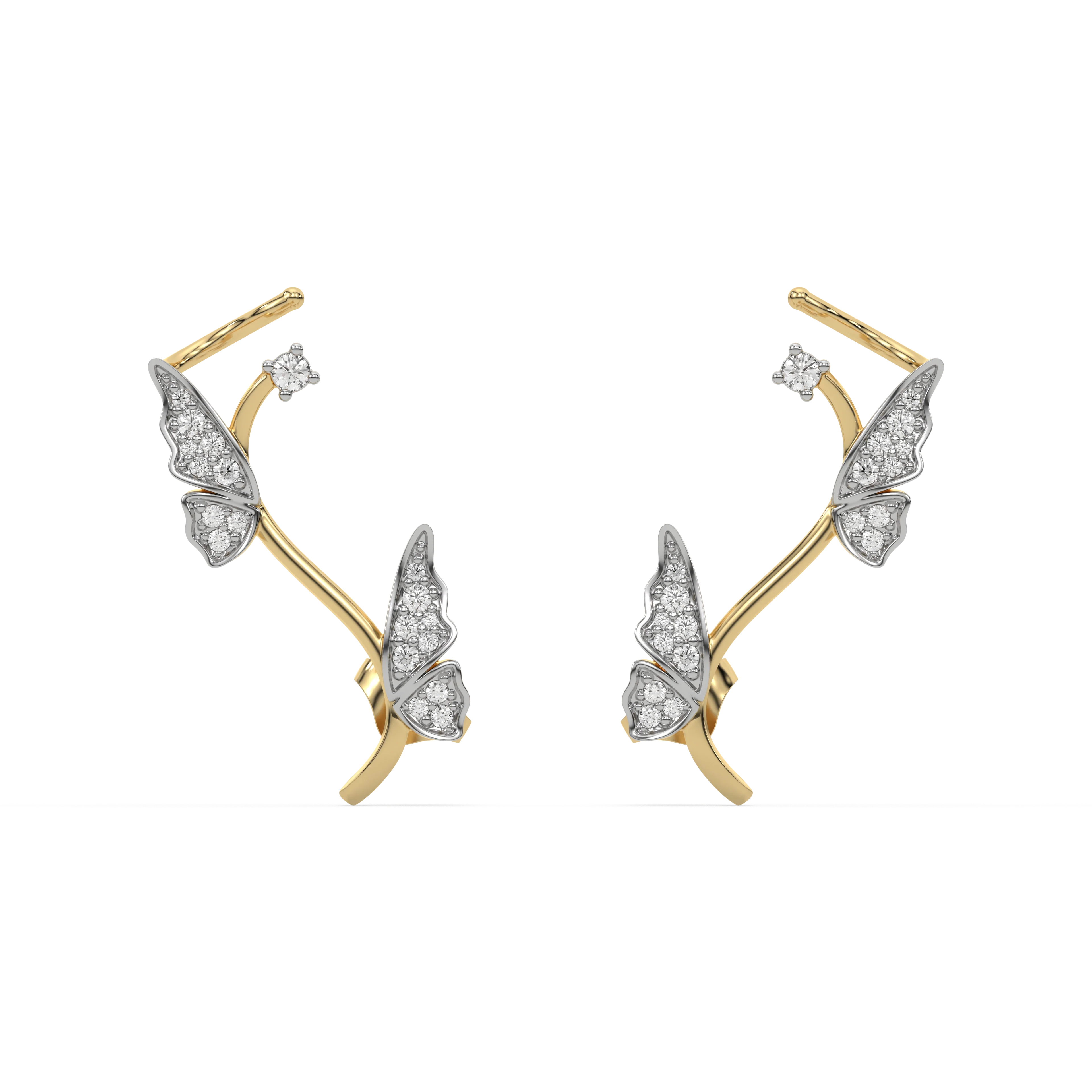 Enchanted Butterfly - Lab Diamond Cuff Earrings Secondary image