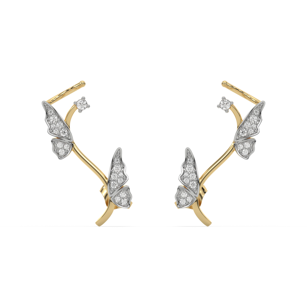 Enchanted Butterfly - Lab Diamond Cuff Earrings