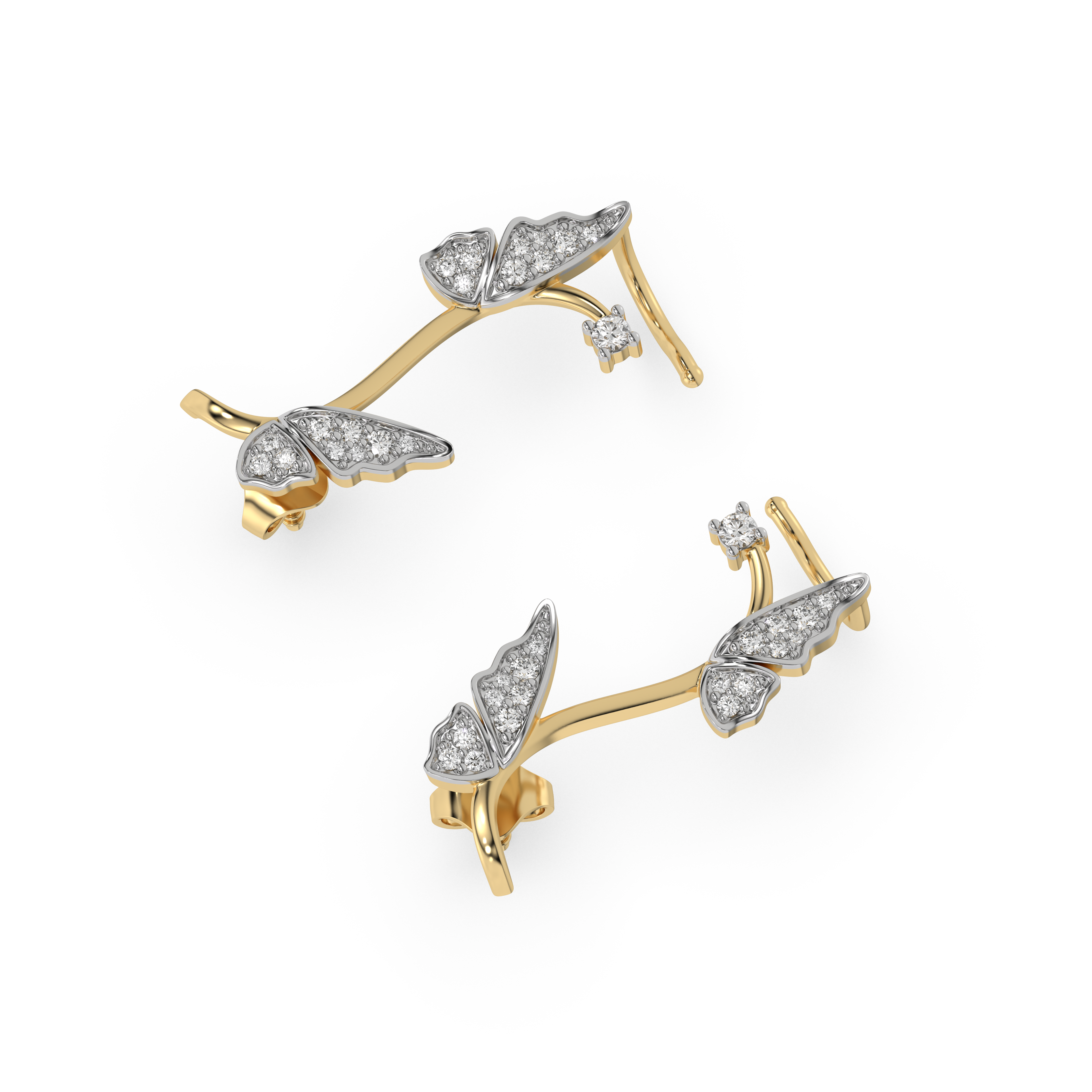 Enchanted Butterfly - Lab Diamond Cuff Earrings