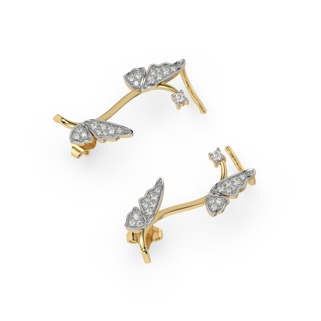 Enchanted Butterfly - Lab Diamond Cuff Earrings