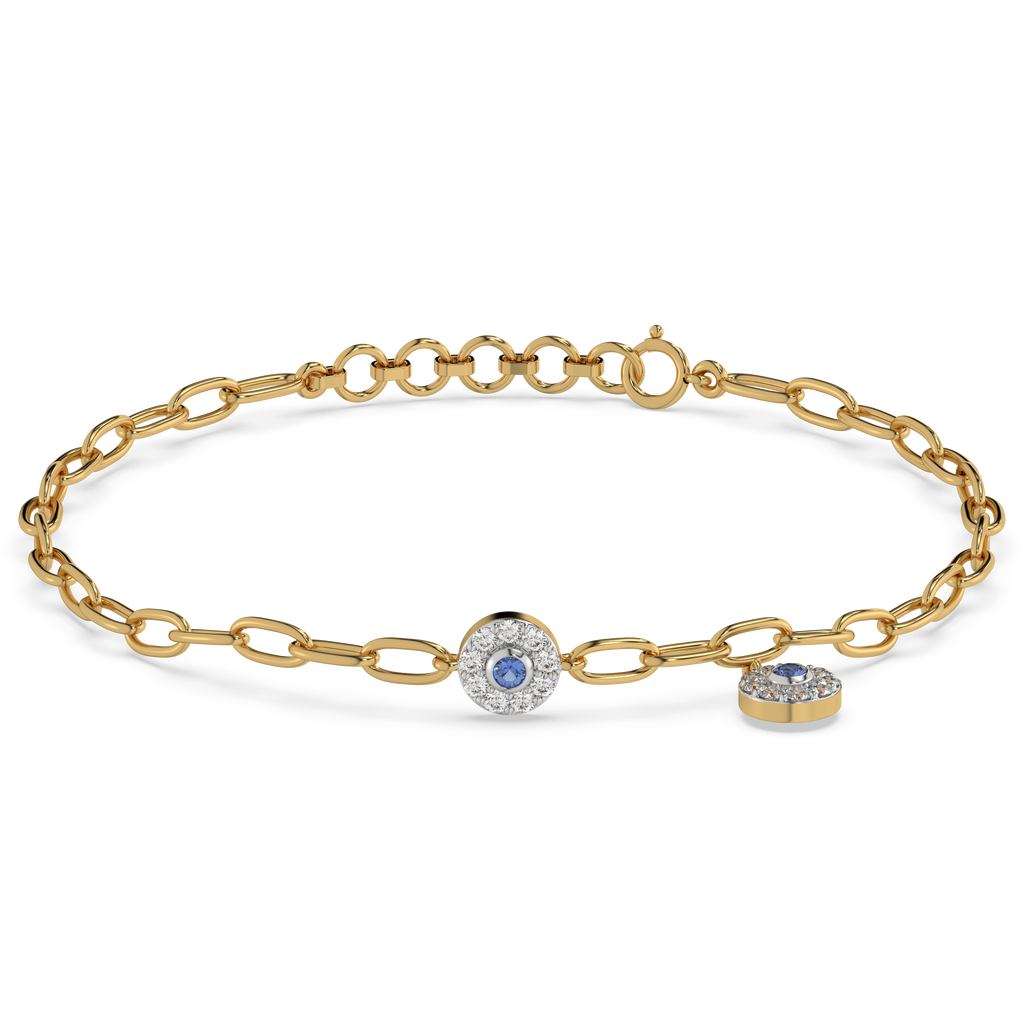 Evil Eye - Lab Diamond Charm Bracelet