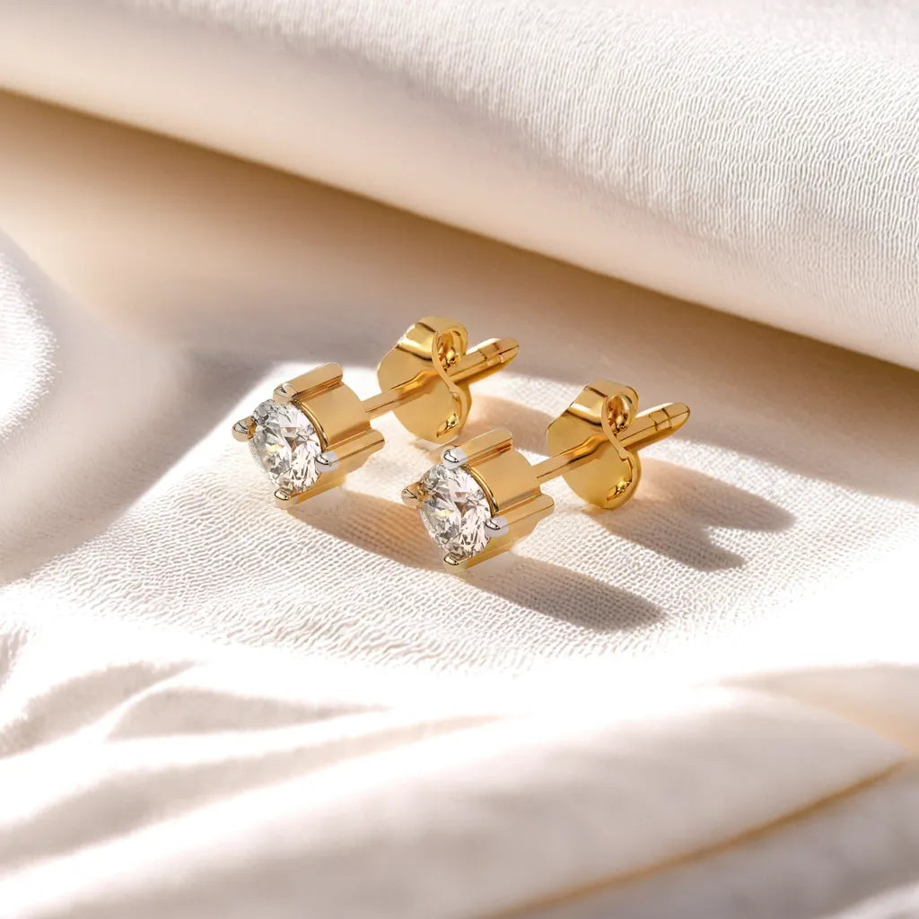 Golden Edge - Lab Diamond Solitaire Earrings Main image